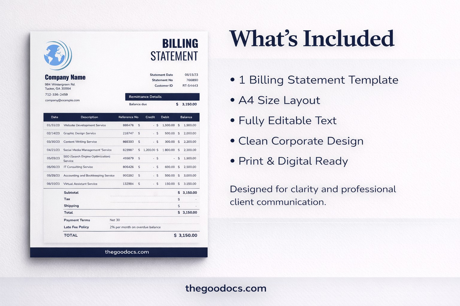 Basic Billing Statement - Free Google Docs Template - 10066512 - Slide 2