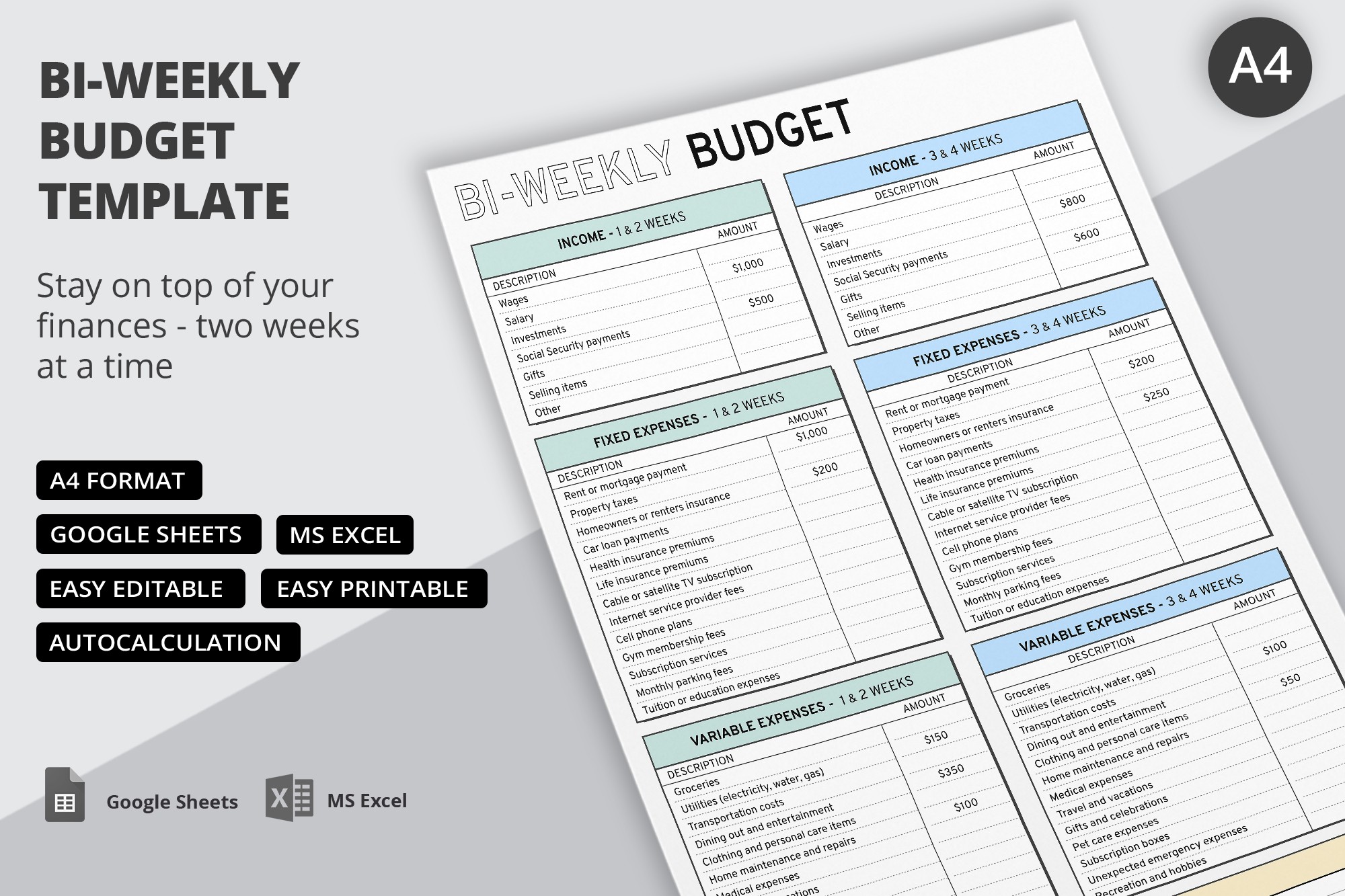 Biweekly Budget - Free Google Docs Template - 10068883 - Slide 1