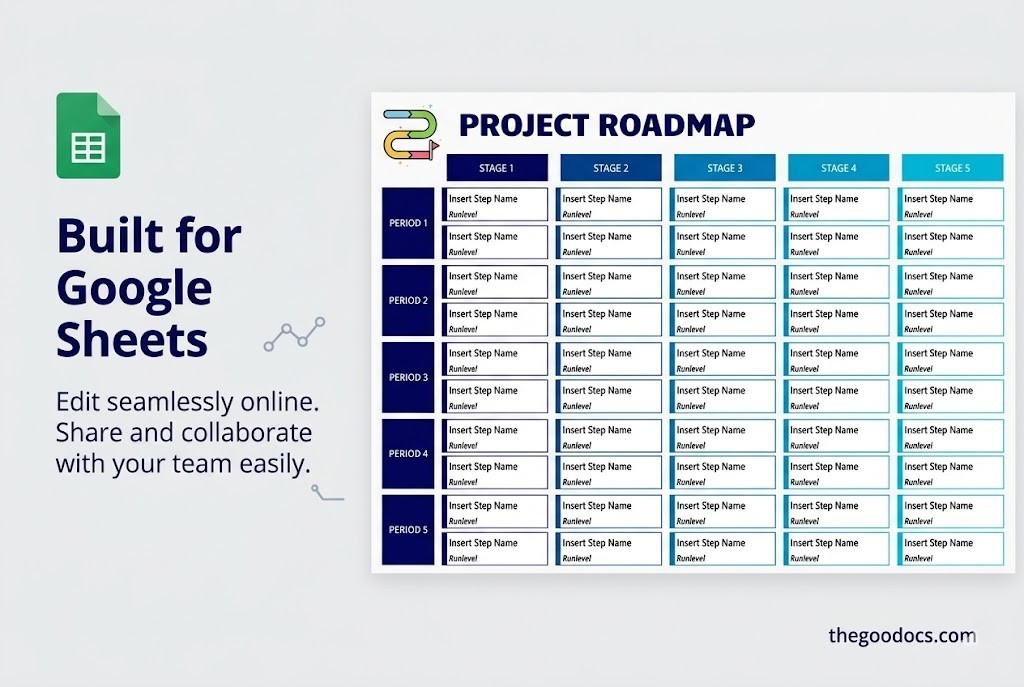 Pré-visualização de Cronograma do projeto Blue. para Google Sheets and Microsoft Excel - Ver 4