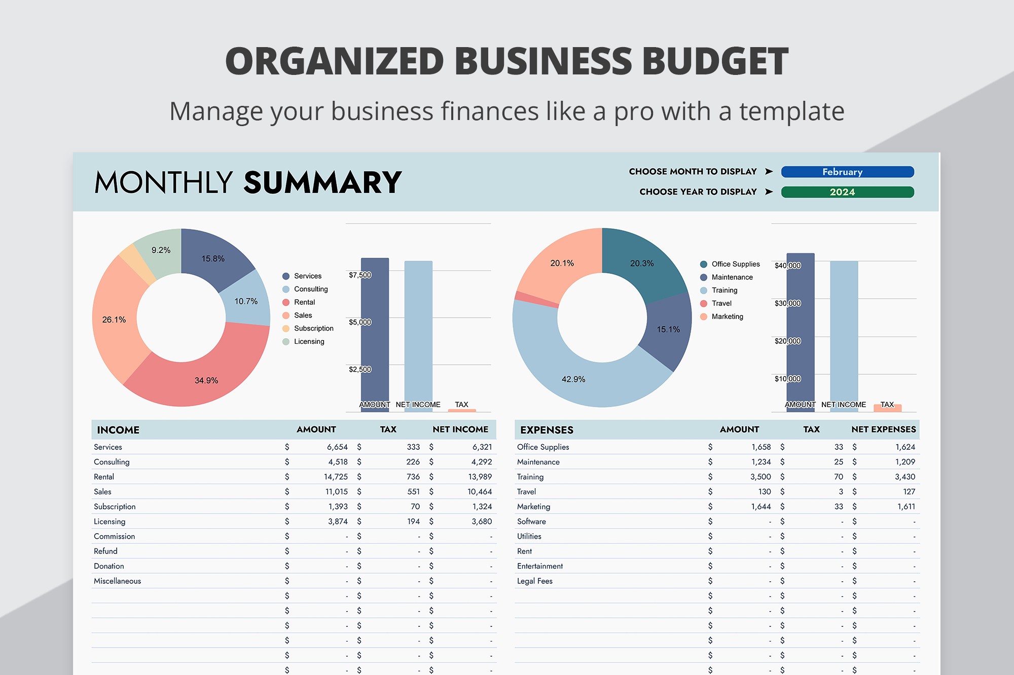 Organized Business Budget - Free Google Docs Template - 10069440 - Slide 1