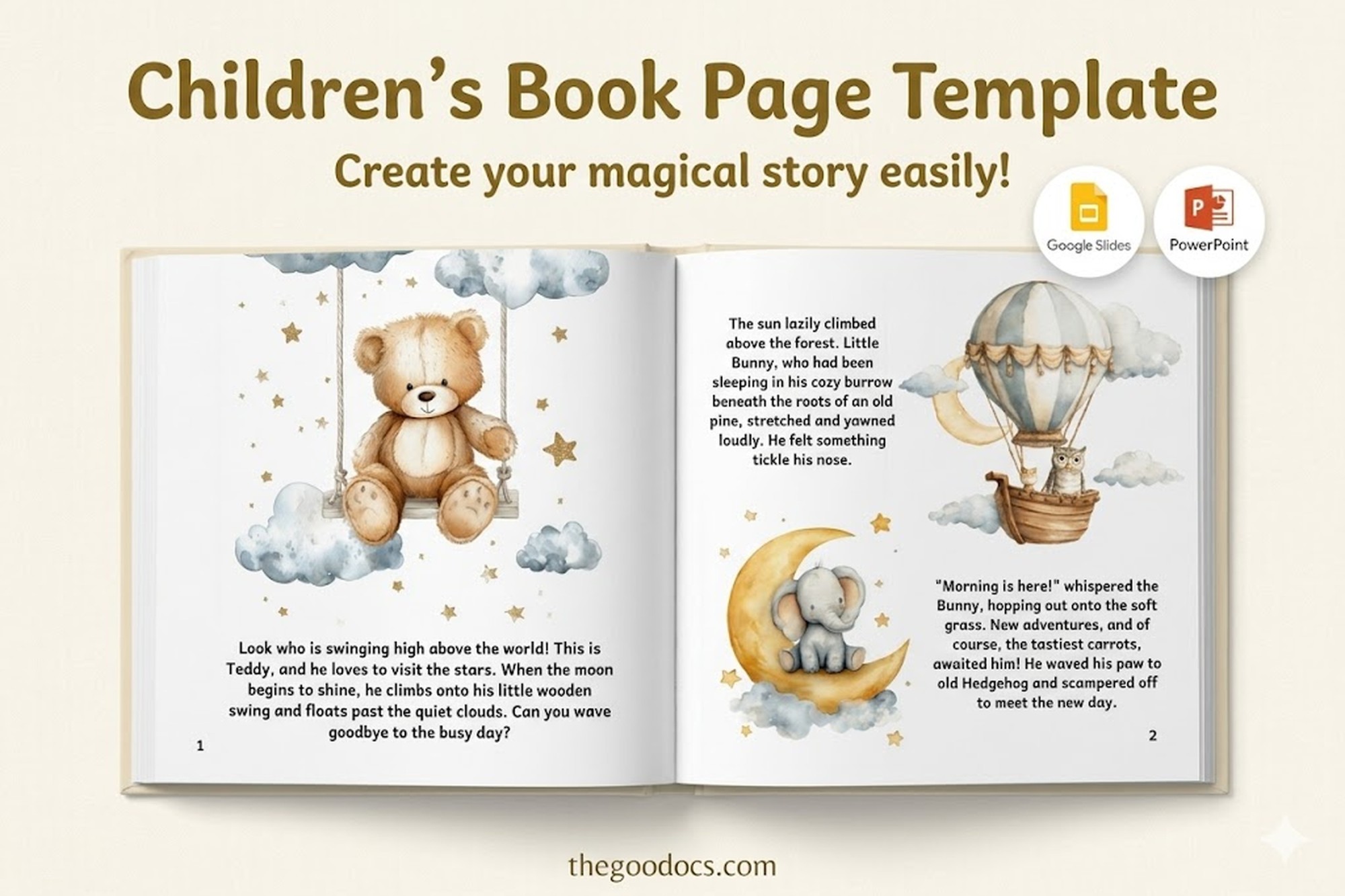 Preview of Children’s Book Page Template for Google Slides and Microsoft PowerPoint - View 1