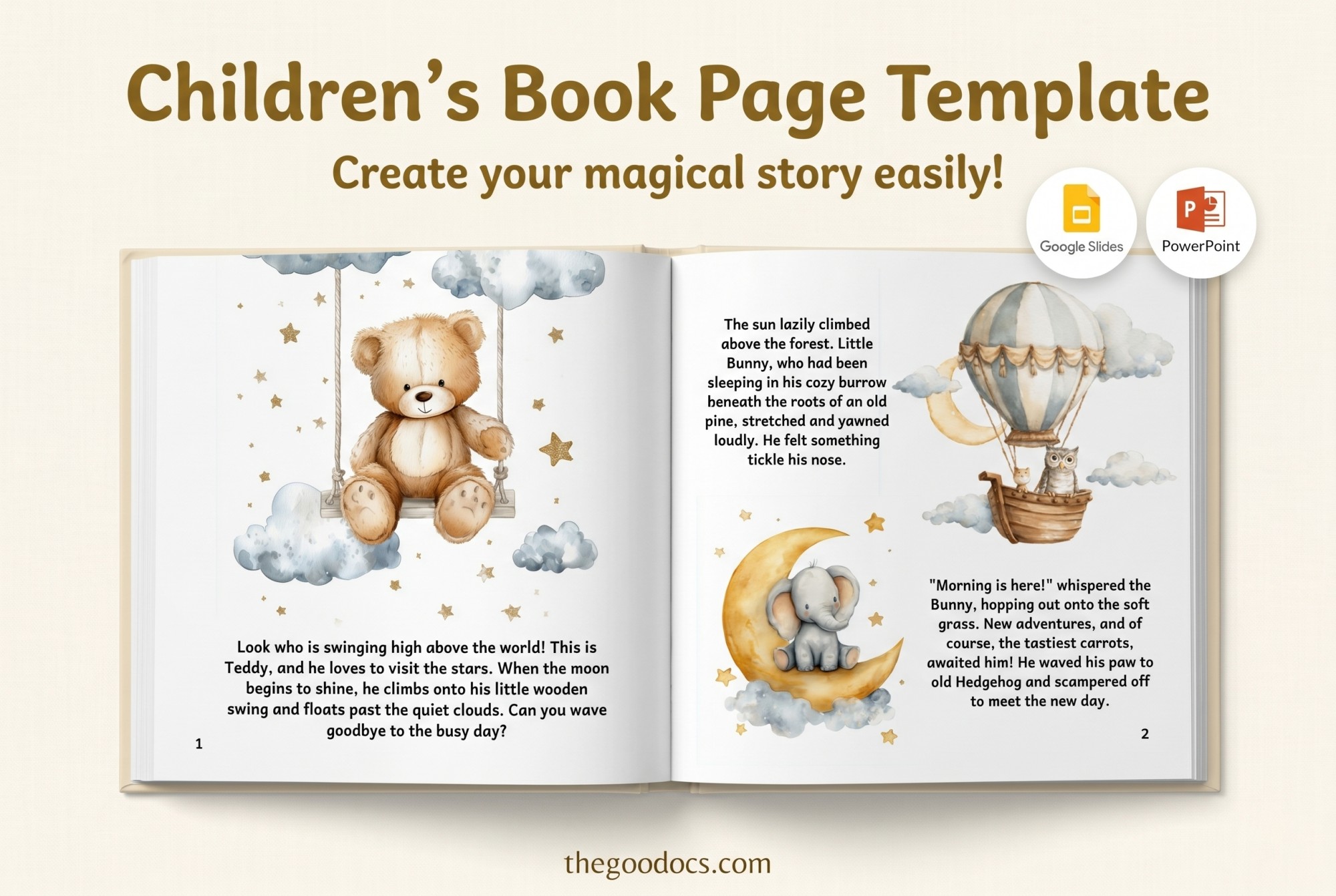 Vista previa de Plantilla de página de libro infantil para Google Slides and Microsoft PowerPoint - Ver 1
