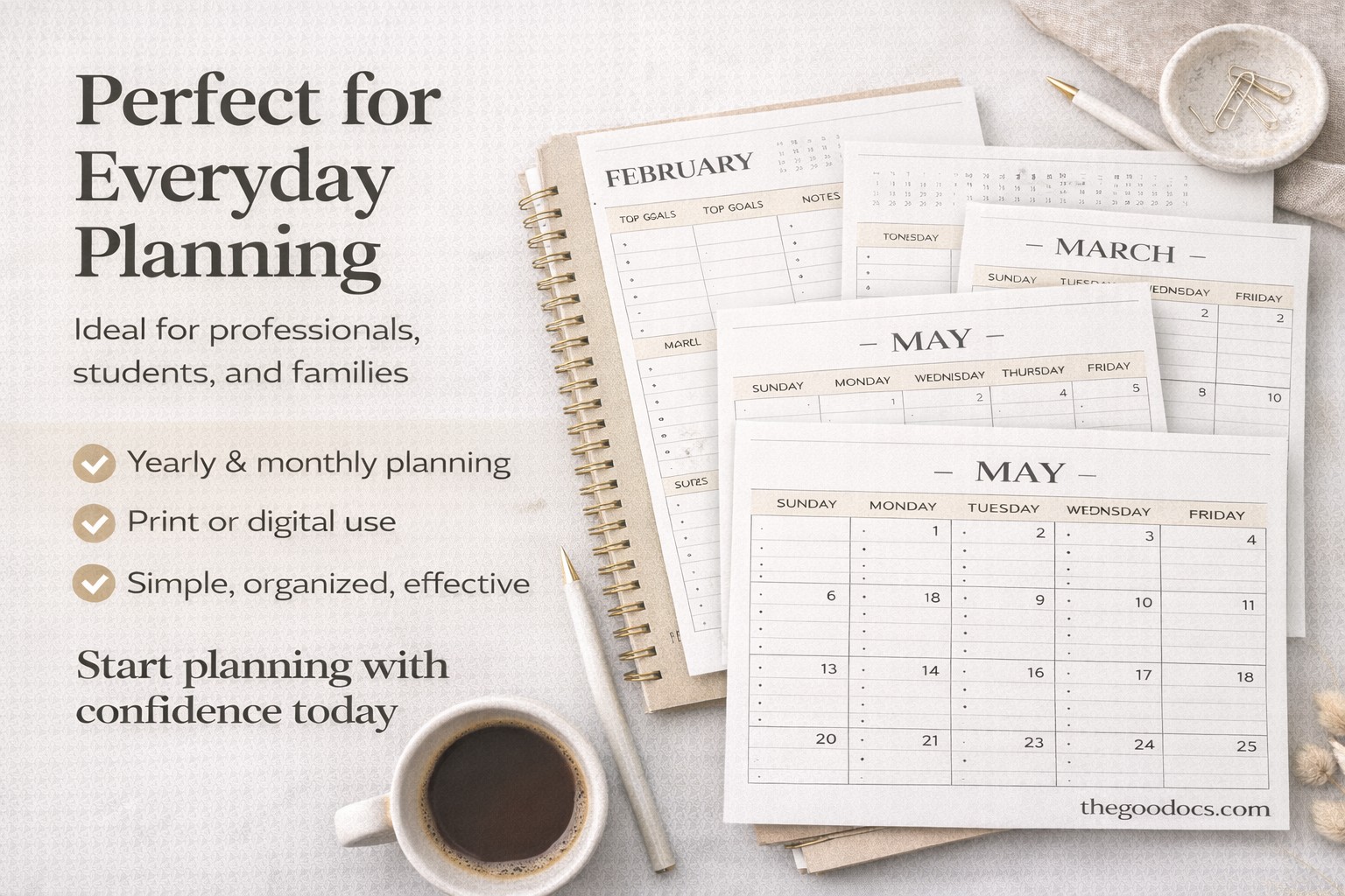 Calendário Mensal Clássico 2025-2026 - Gratuito Documentos Google Modelo - 10069787 - Deslizar 5