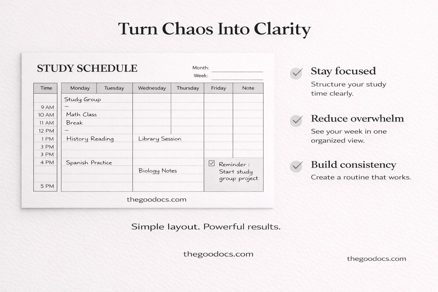 Classic Study Schedule - Free Google Docs Template - 10069659 - Slide 4