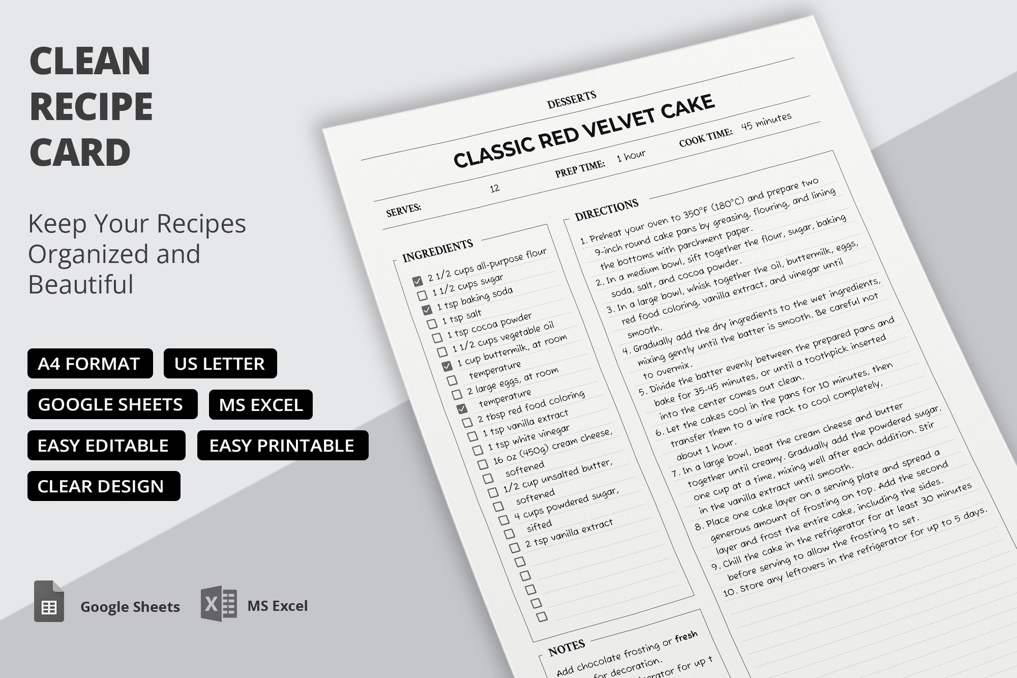 Clean Recipe Card - Free Google Docs Template - 10069775 - Slide 1
