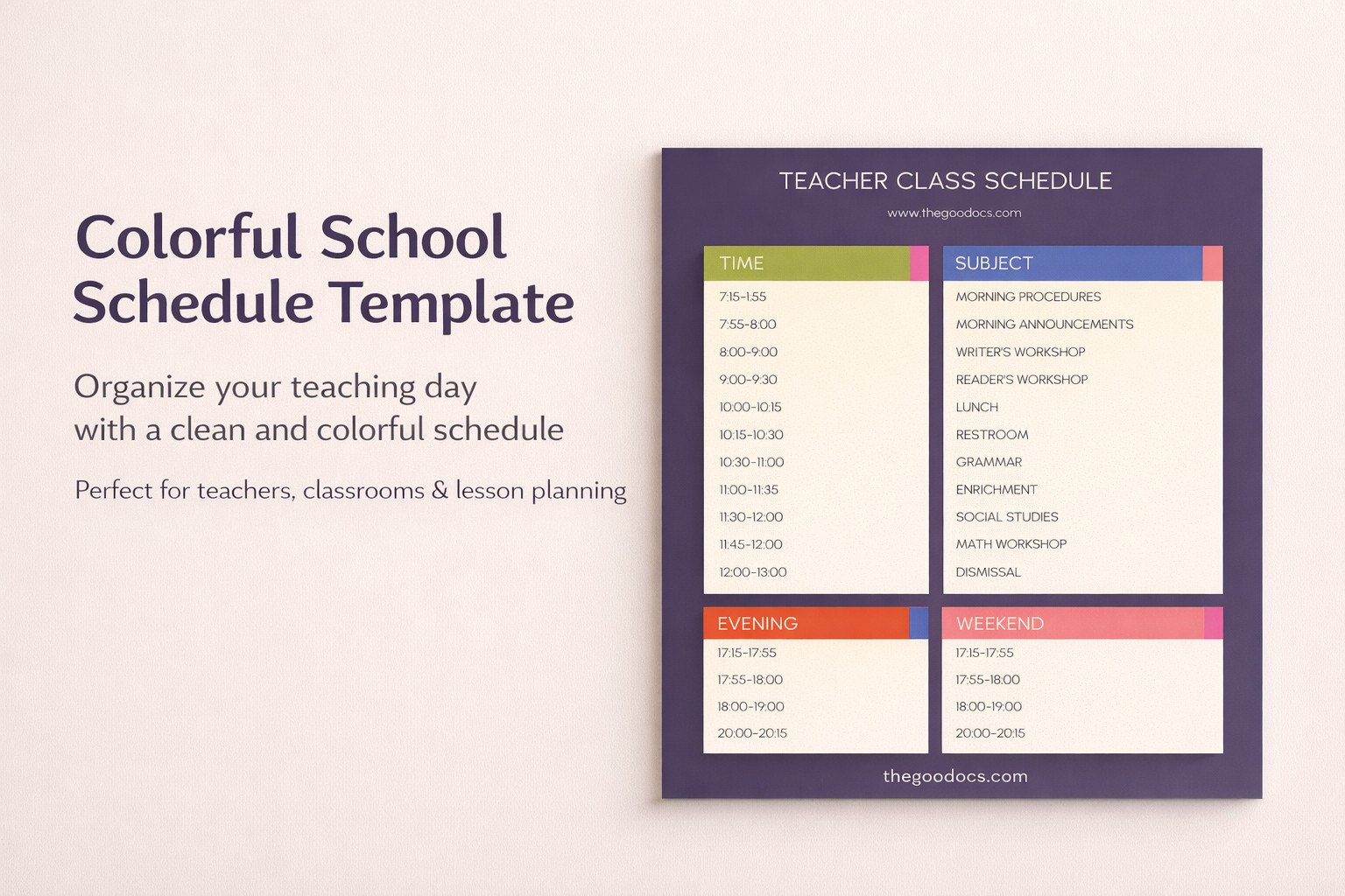 Vorschau von Bunter Stundenplan für Google Slides and Microsoft PowerPoint - Ansehen 1