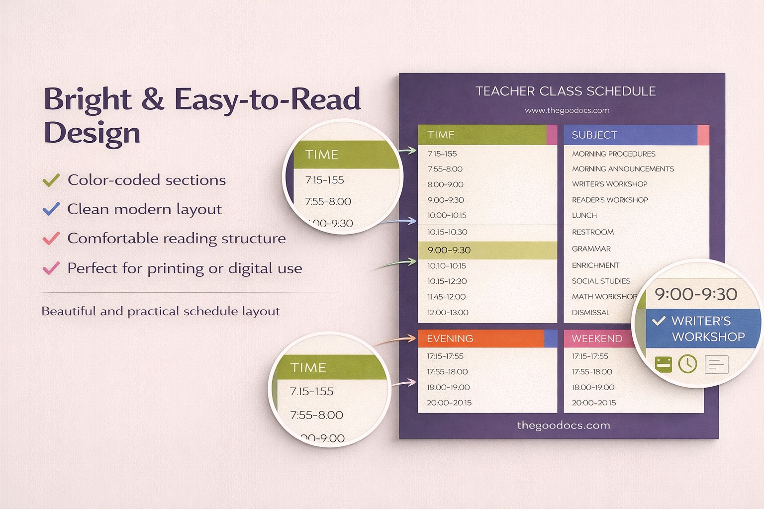 Vorschau von Bunter Stundenplan für Google Slides and Microsoft PowerPoint - Ansehen 4