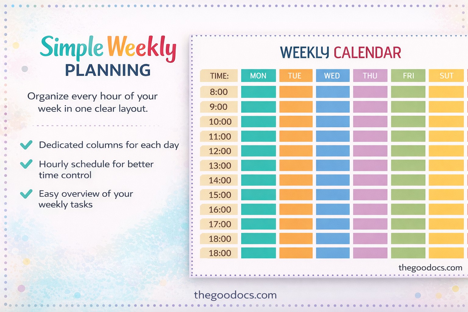 Anteprima di Calendario settimanale colorato per Google Slides and Microsoft PowerPoint - Visualizza 2