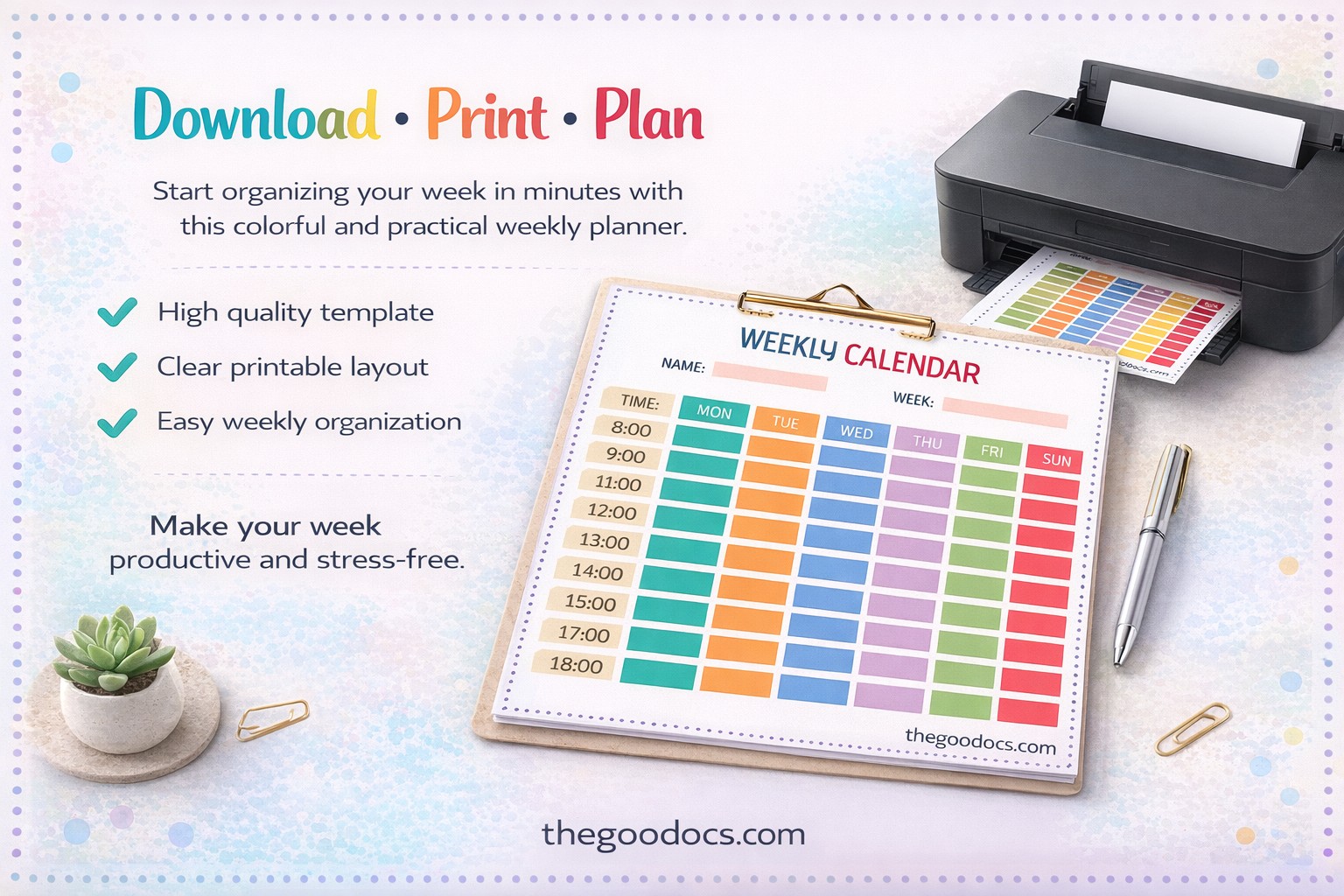 Anteprima di Calendario settimanale colorato per Google Slides and Microsoft PowerPoint - Visualizza 5