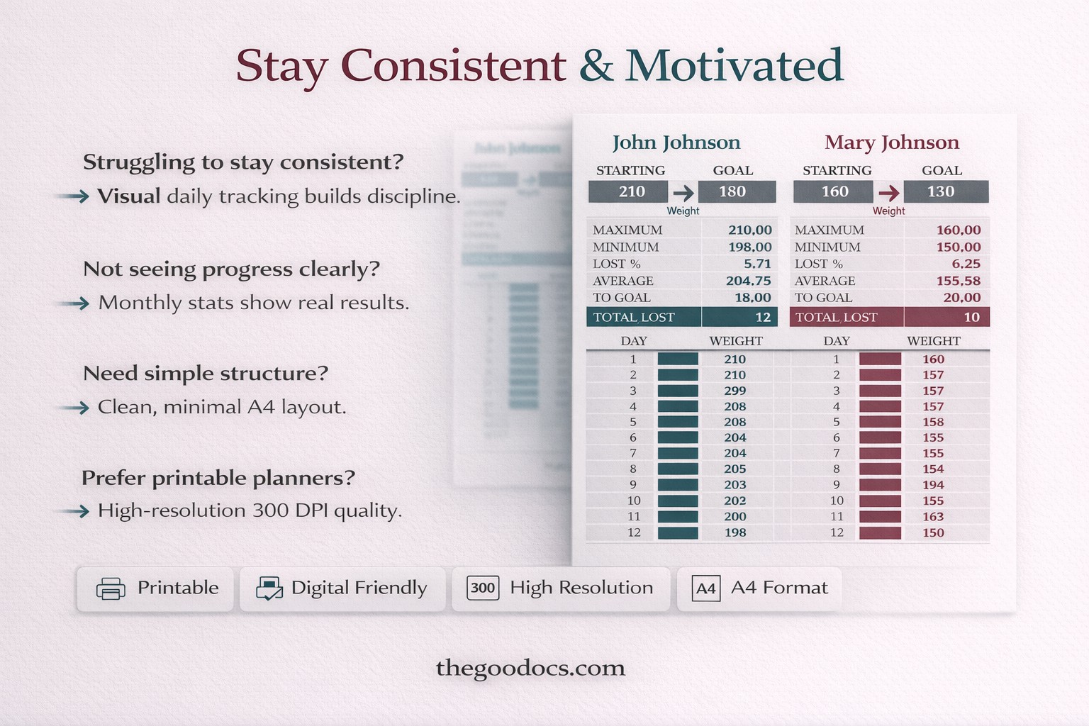 Bequemer Gewichts-Tracker - Kostenlos Google Docs Vorlage - 10062365 - Gleiten 4