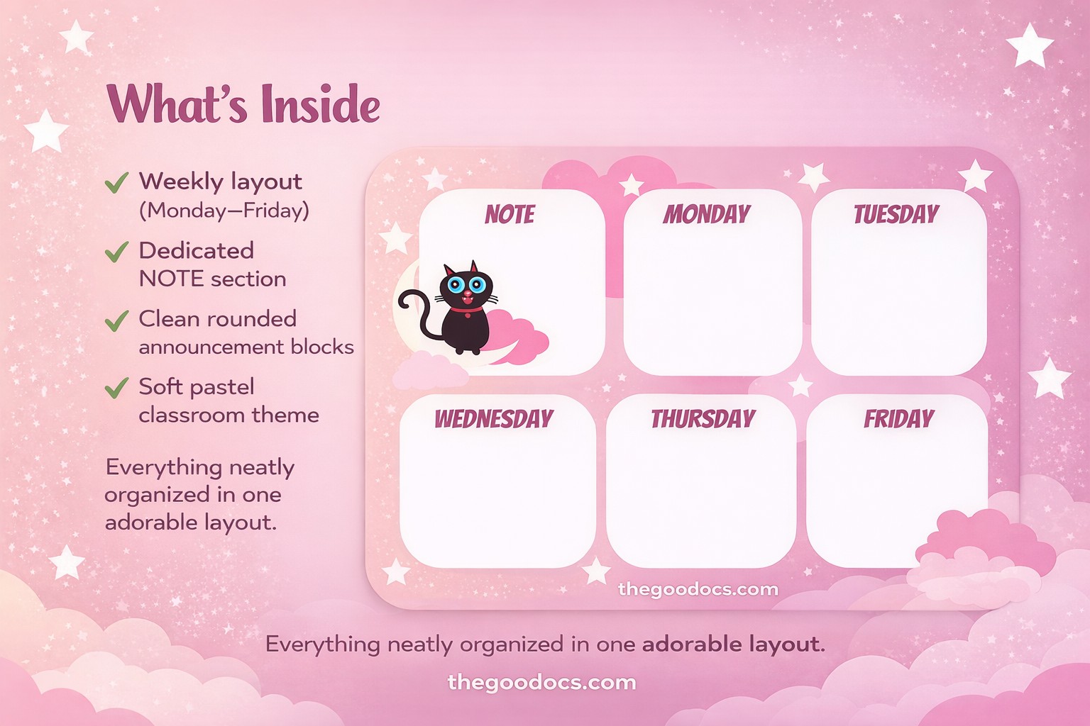 Aperçu de Annonces mignonnes de la salle de classe. pour Google Docs and Microsoft Word - Voir 2