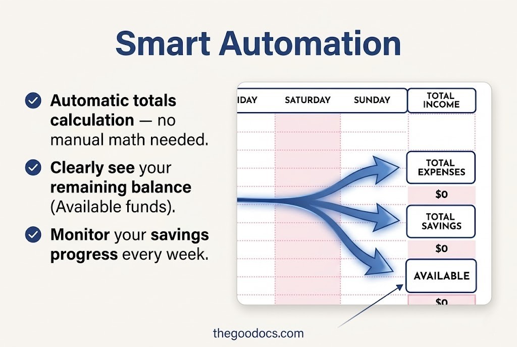 Preview of Cute Weekly Budget for Google Sheets and Microsoft Excel - View 3