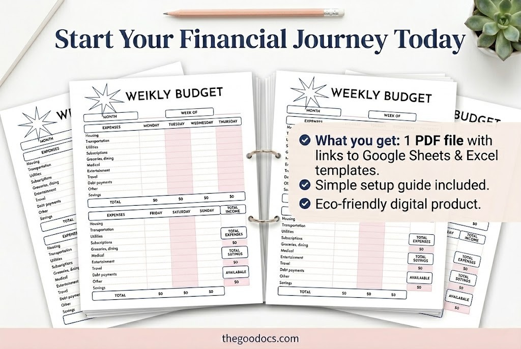 Preview of Cute Weekly Budget for Google Sheets and Microsoft Excel - View 5