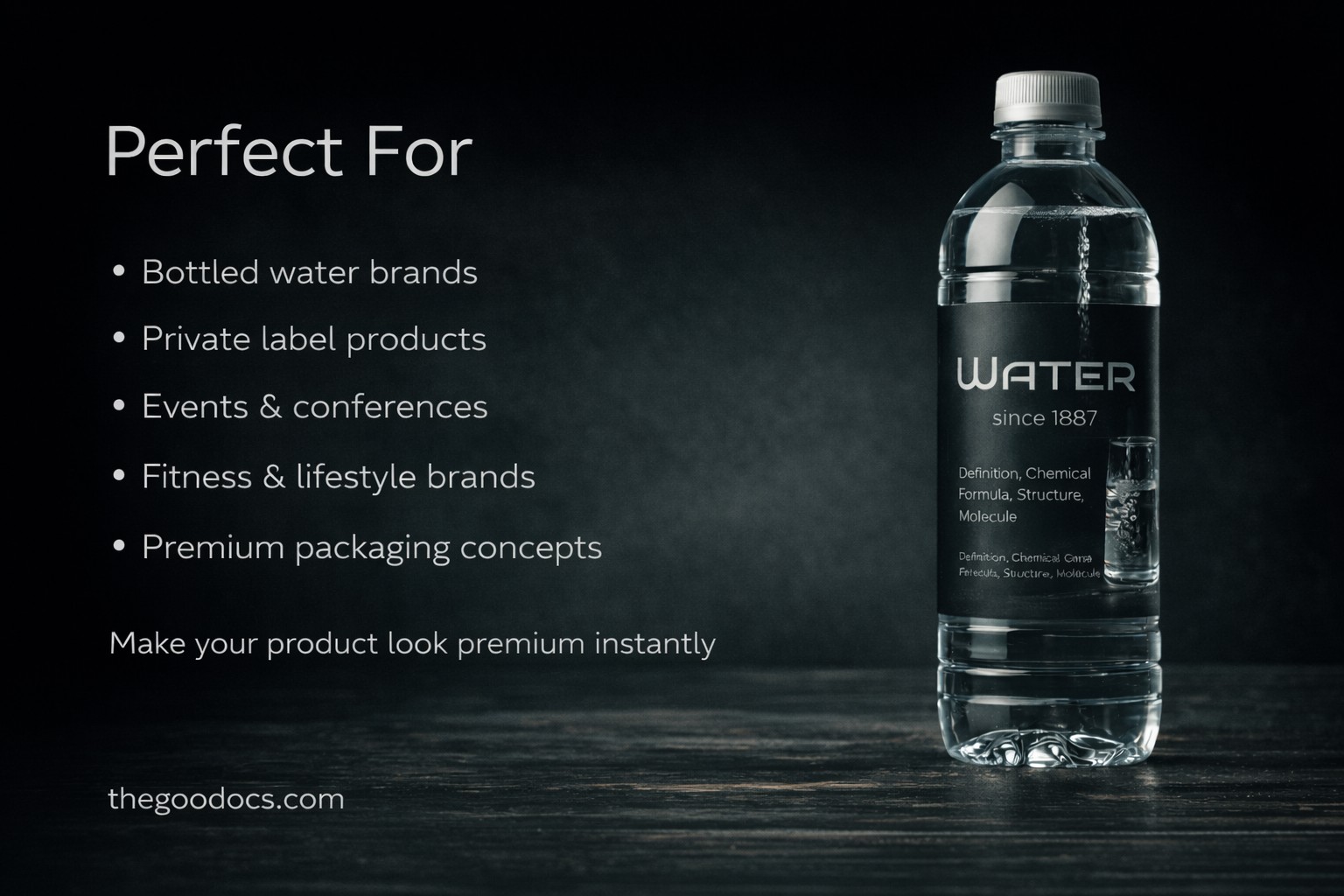 Pré-visualização de Rótulo Escuro e Moderno para Garrafa de Água para Google Slides and Microsoft PowerPoint - Ver 4