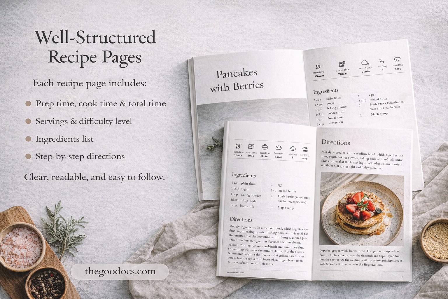 Minimal Recipe Book Template 20 Pages - Free Google Docs Template - 10071733 - Slide 3