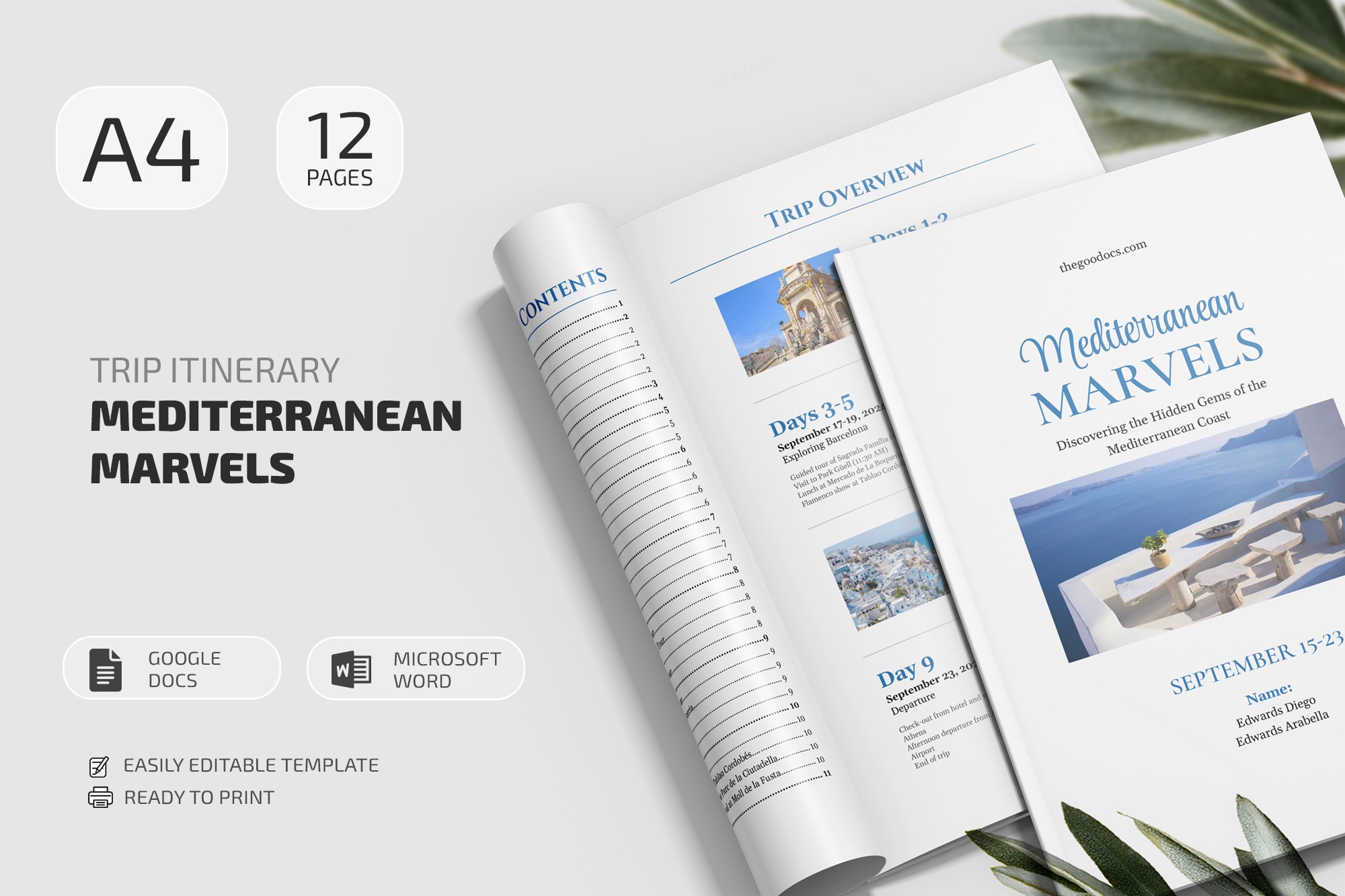 Trip Itinerary - Free Google Docs Template - 10069334 - Slide 1