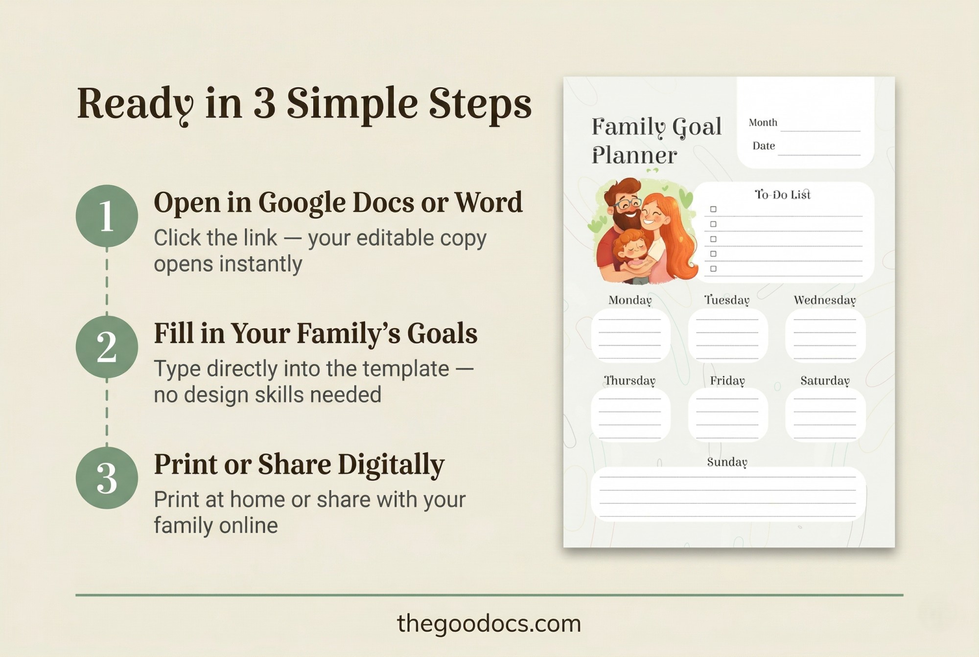 Aperçu de Planificateur d'objectifs familiaux pour Google Docs and Microsoft Word - Voir 4