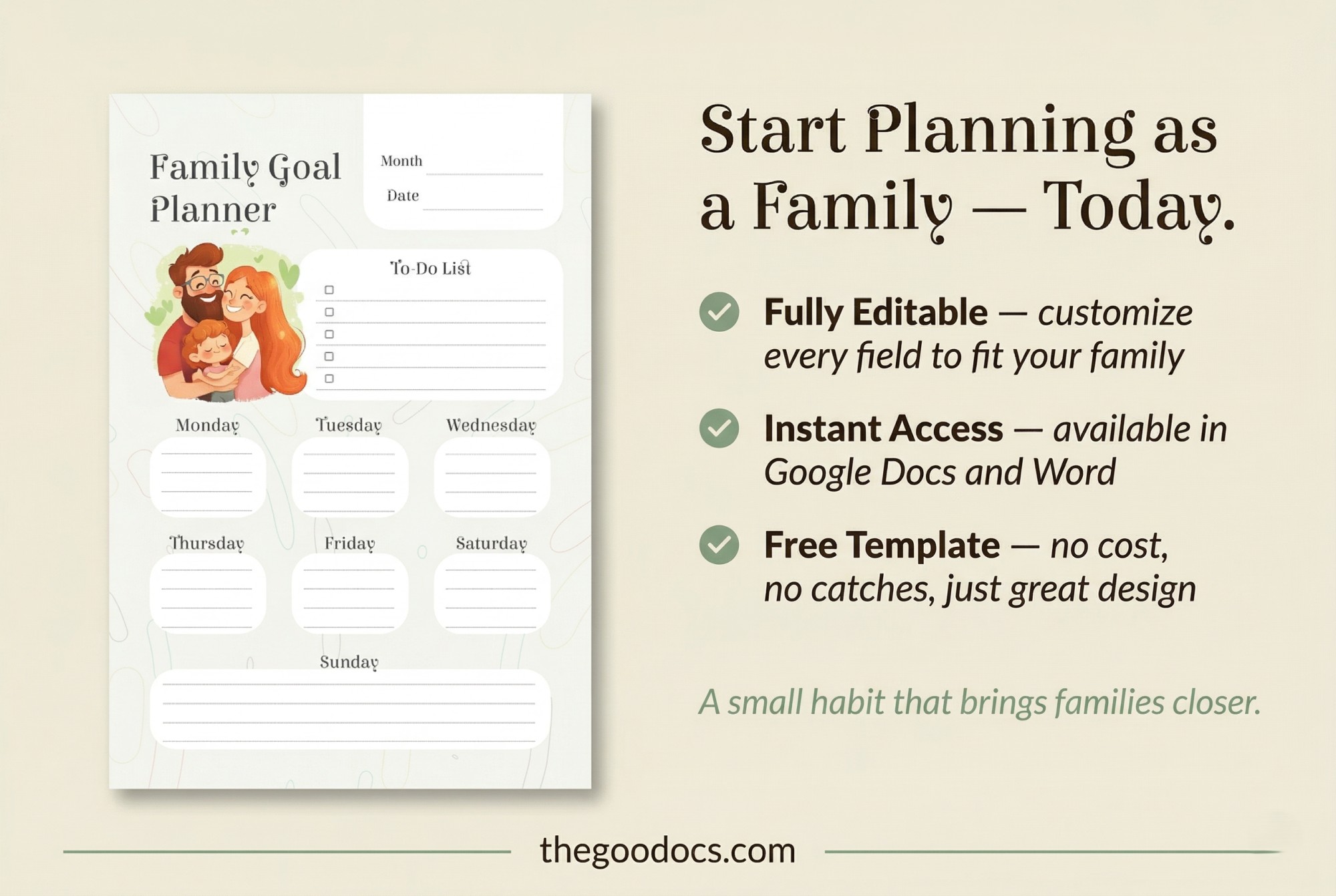 Aperçu de Planificateur d'objectifs familiaux pour Google Docs and Microsoft Word - Voir 5
