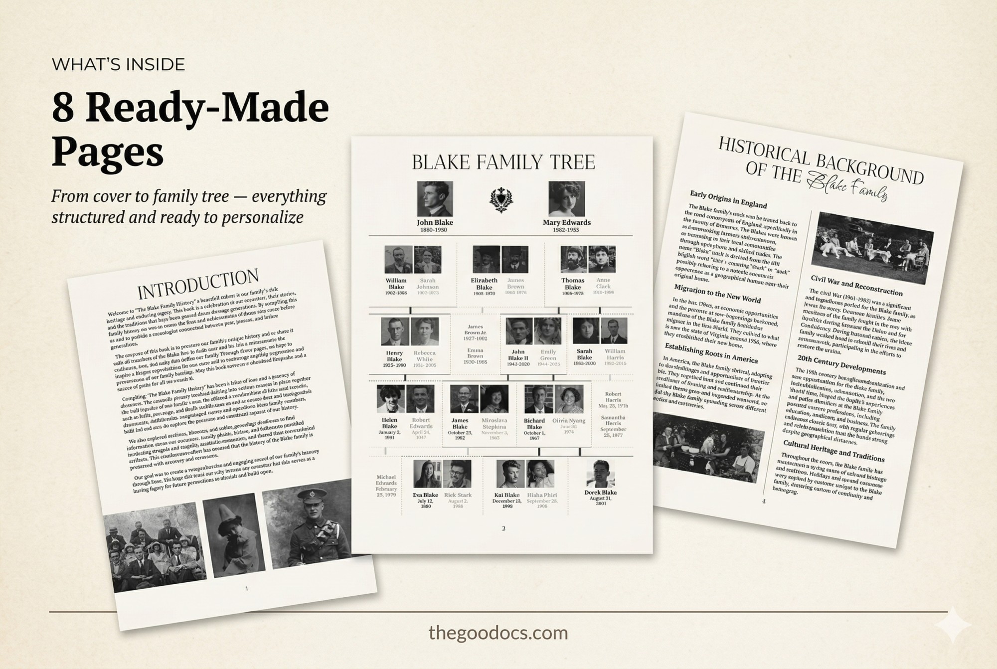 Preview of Family History Book for Google Docs and Microsoft Word - View 2