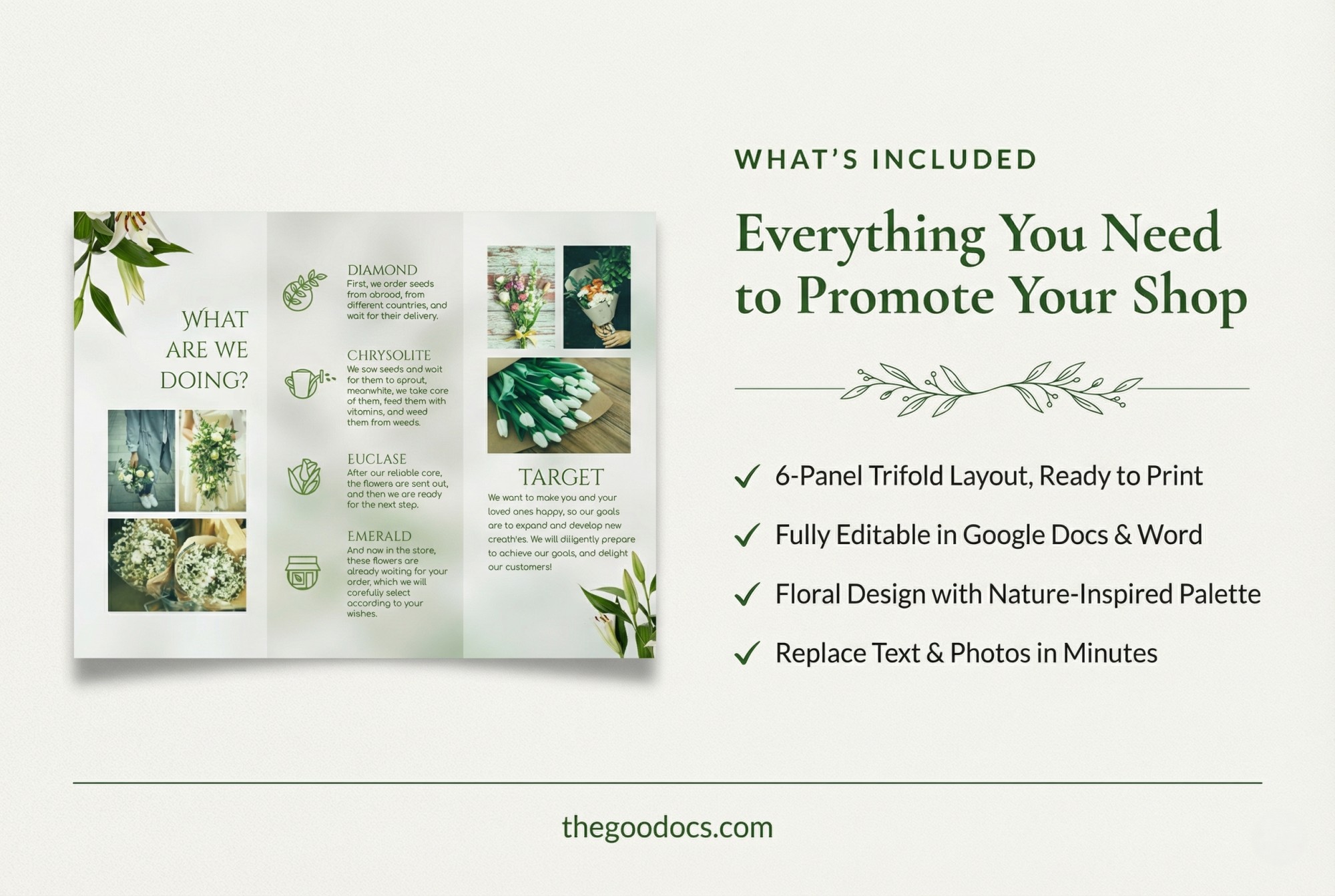 Aperçu de Brochure trifolium de la boutique de fleurs pour Google Docs and Microsoft Word - Voir 2