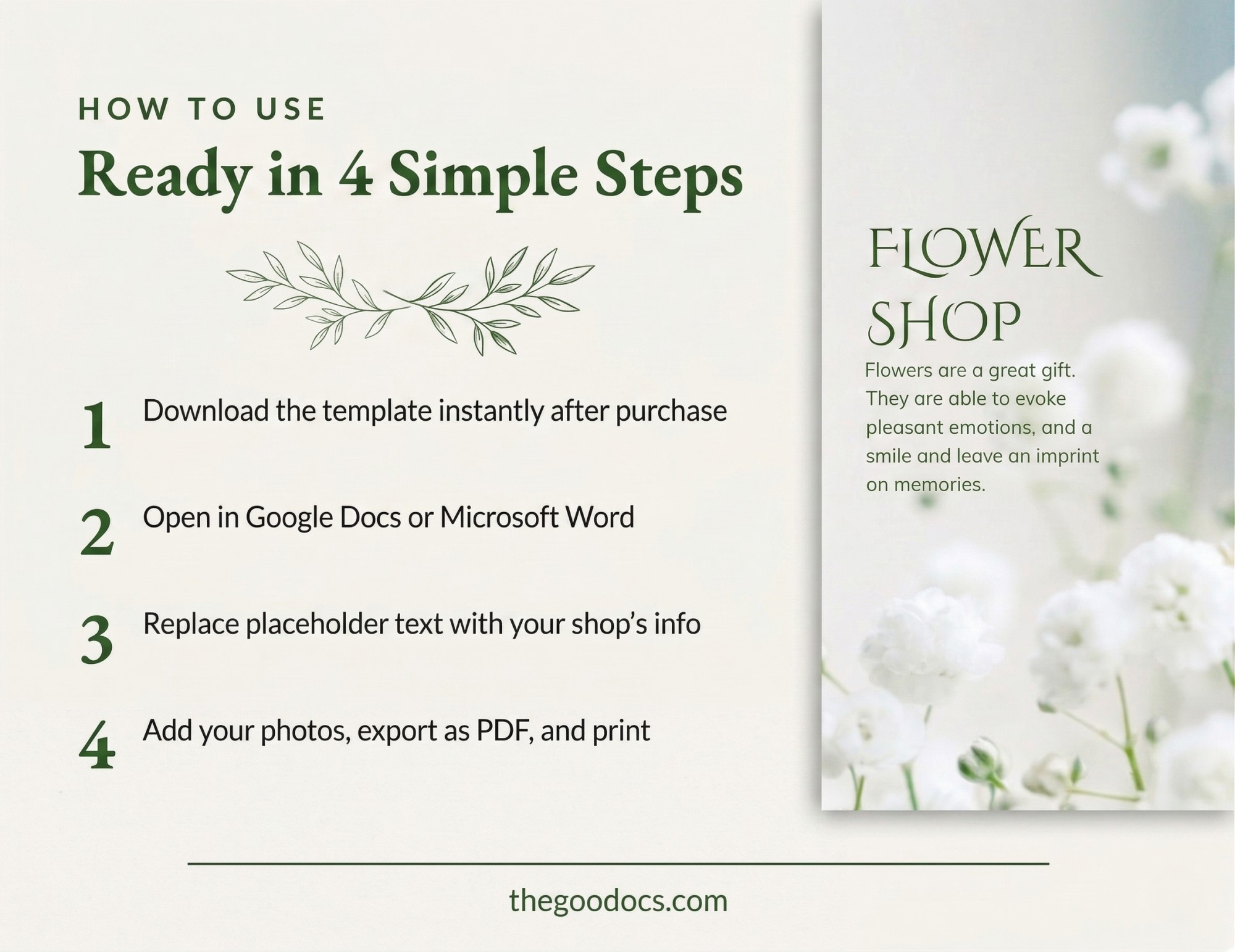 Aperçu de Brochure trifolium de la boutique de fleurs pour Google Docs and Microsoft Word - Voir 3