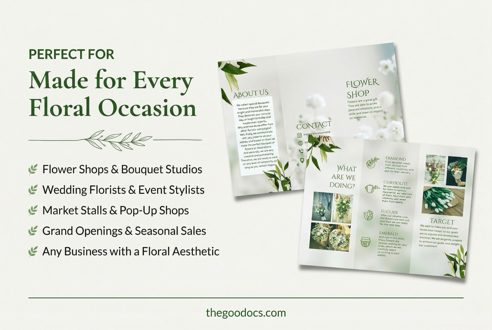 Aperçu de Brochure trifolium de la boutique de fleurs pour Google Docs and Microsoft Word - Voir 4