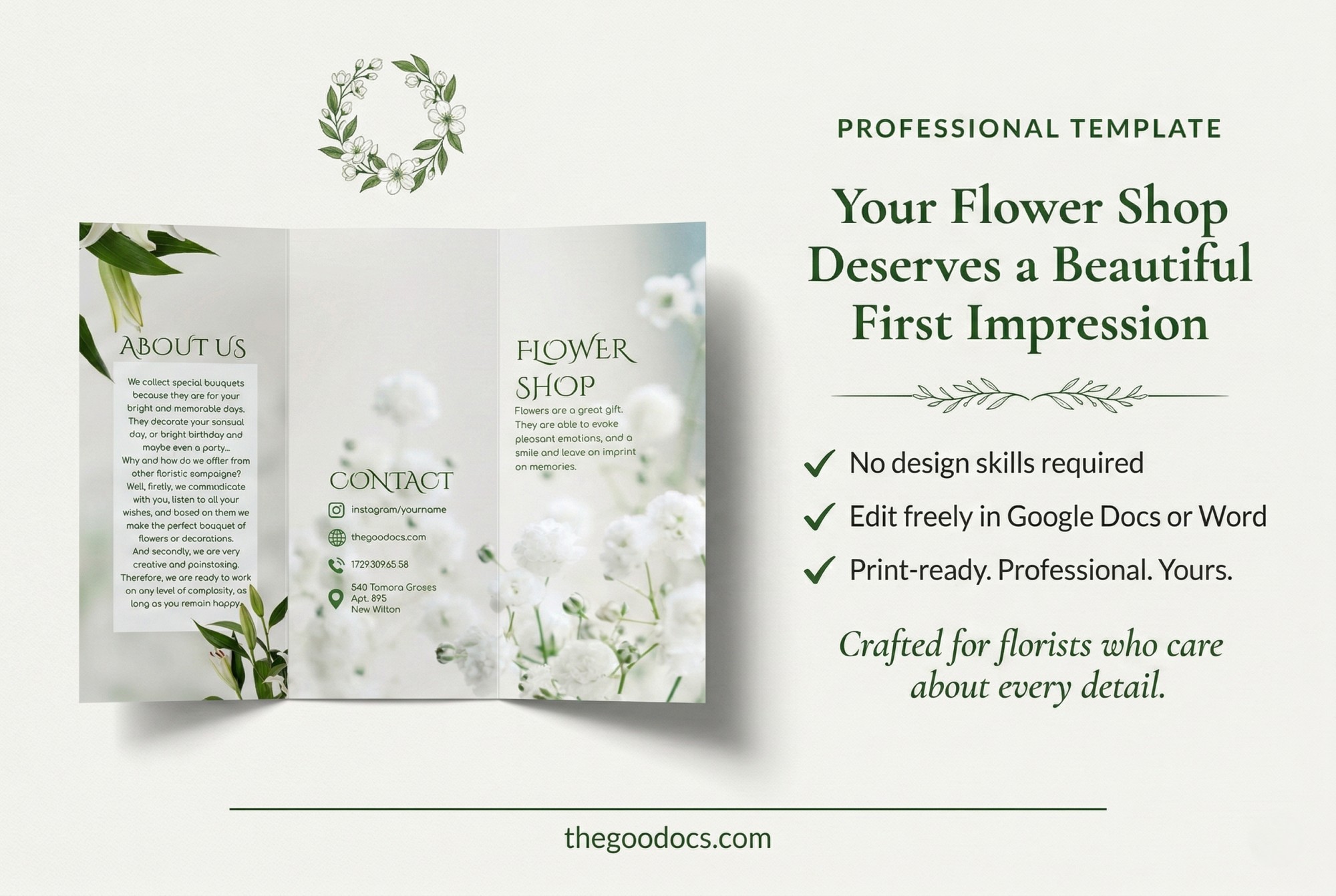 Aperçu de Brochure trifolium de la boutique de fleurs pour Google Docs and Microsoft Word - Voir 5