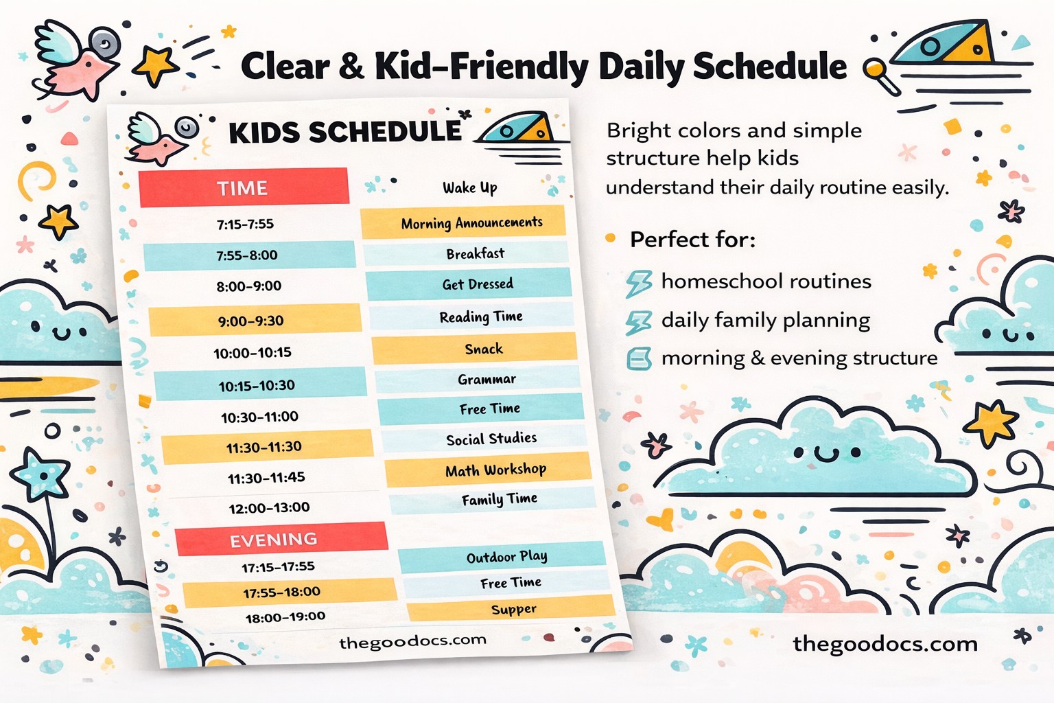 Pré-visualização de Horário engraçado diário das crianças. para Google Slides and Microsoft PowerPoint - Ver 2