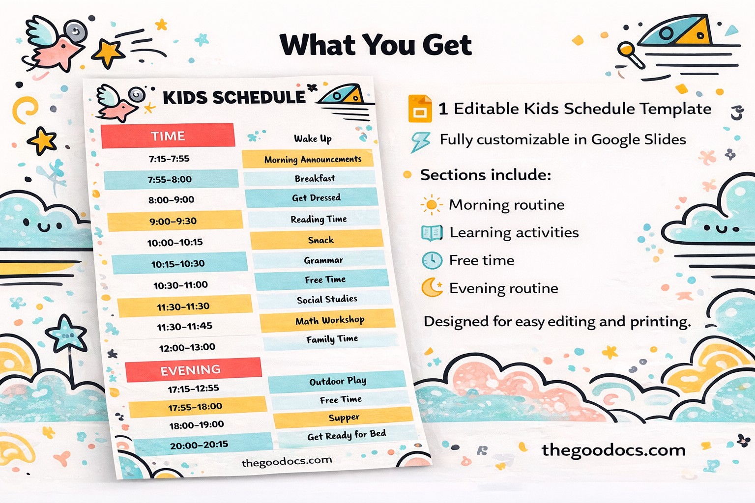 Pré-visualização de Horário engraçado diário das crianças. para Google Slides and Microsoft PowerPoint - Ver 3