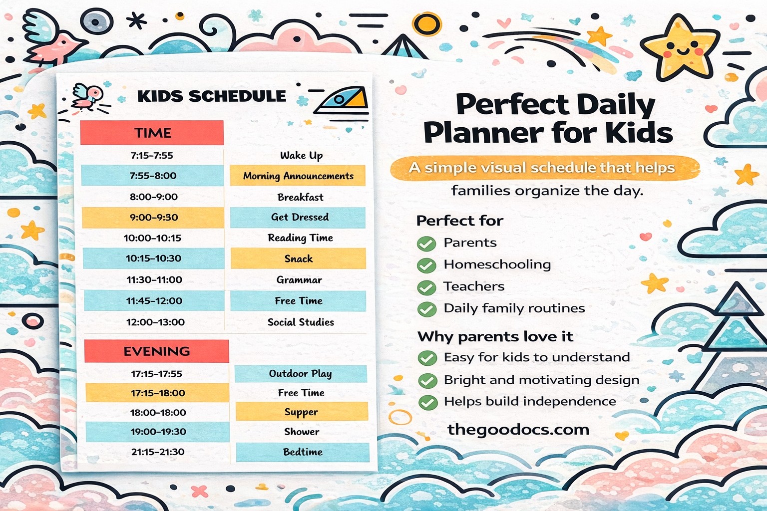 Pré-visualização de Horário engraçado diário das crianças. para Google Slides and Microsoft PowerPoint - Ver 5