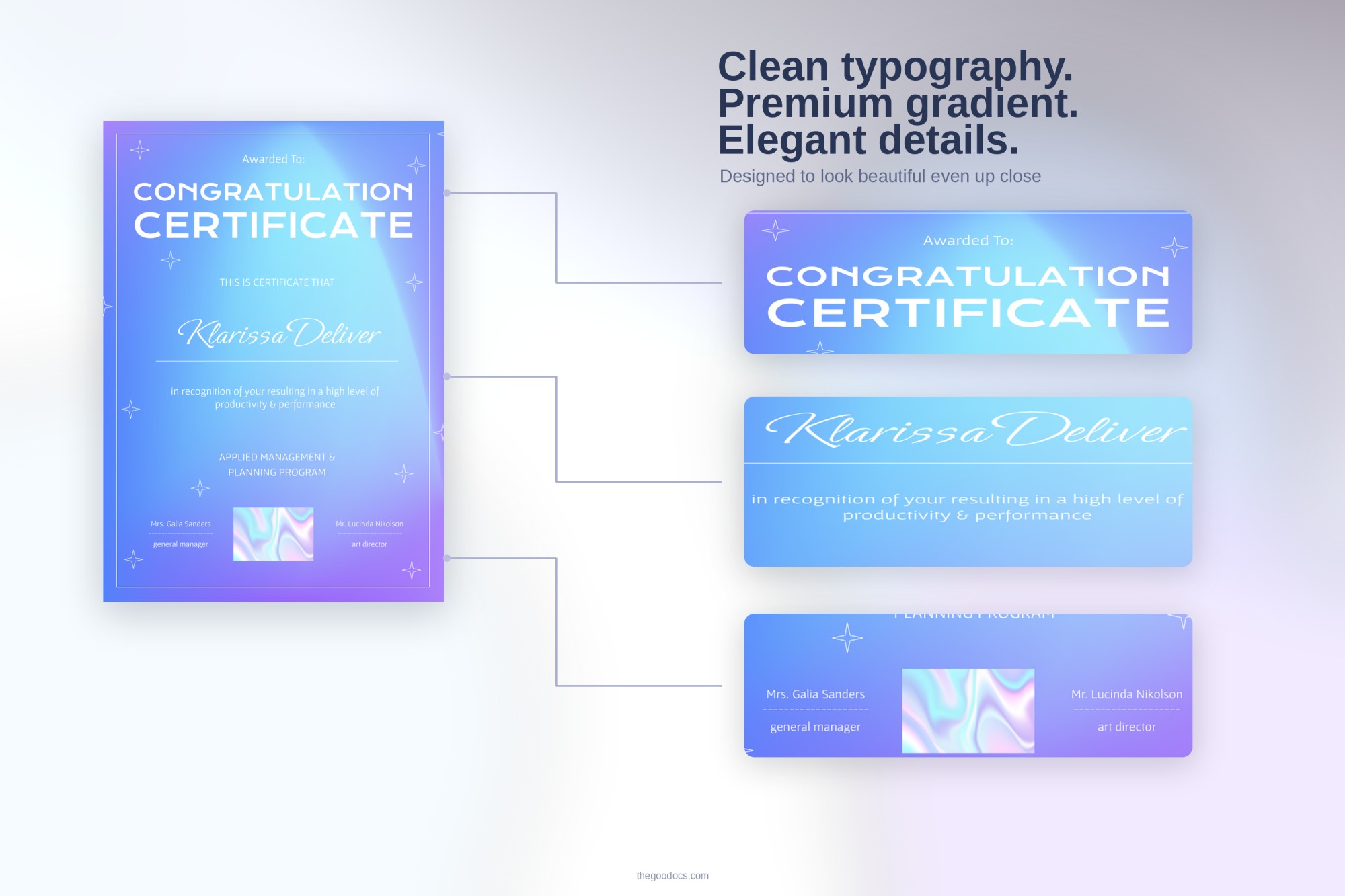 Preview of Gradient Congratulation Certificate for Google Slides and Microsoft PowerPoint - View 3