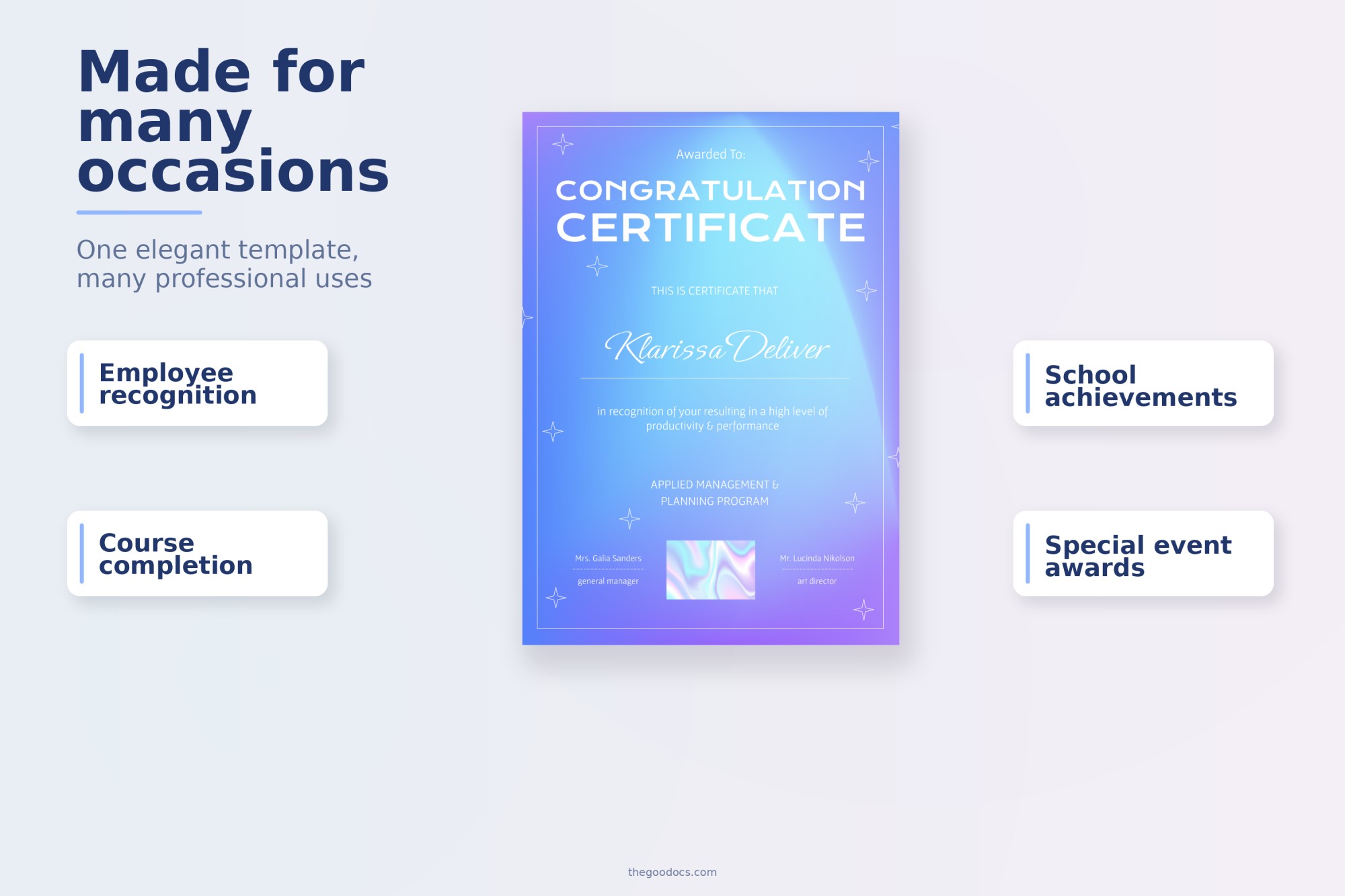 Preview of Gradient Congratulation Certificate for Google Slides and Microsoft PowerPoint - View 4