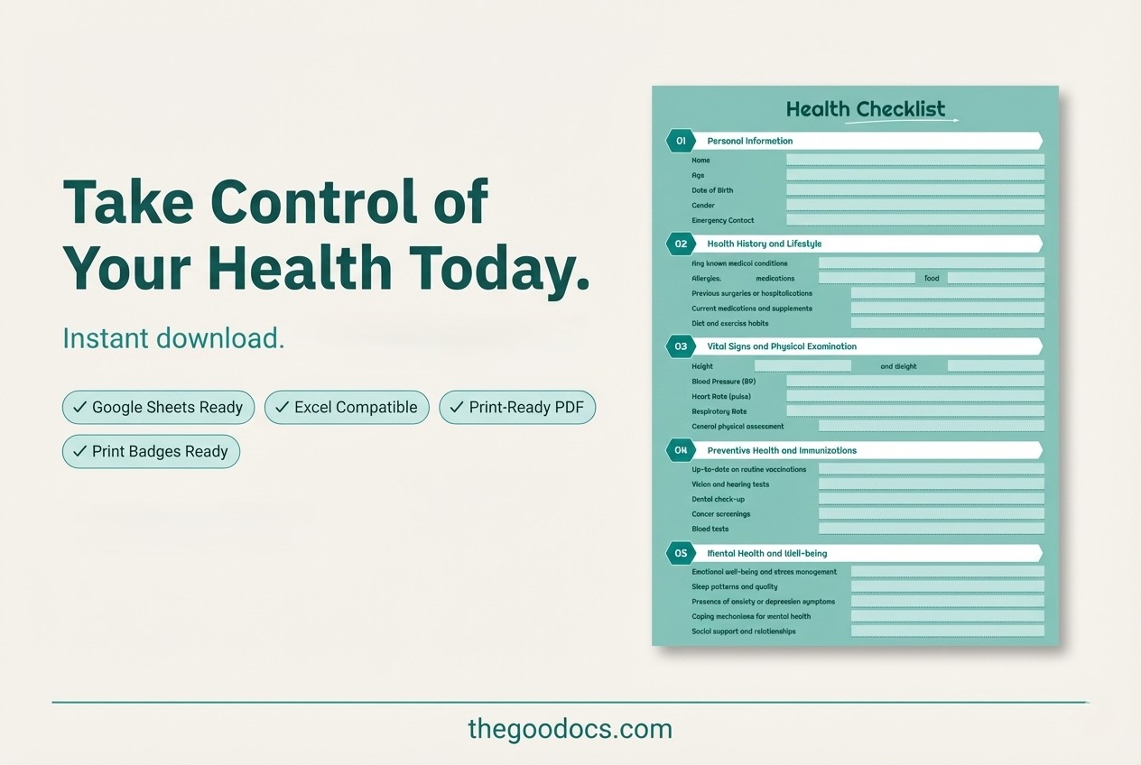 Anteprima di Elenco di controllo per la salute verde per Google Sheets and Microsoft Excel - Visualizza 5