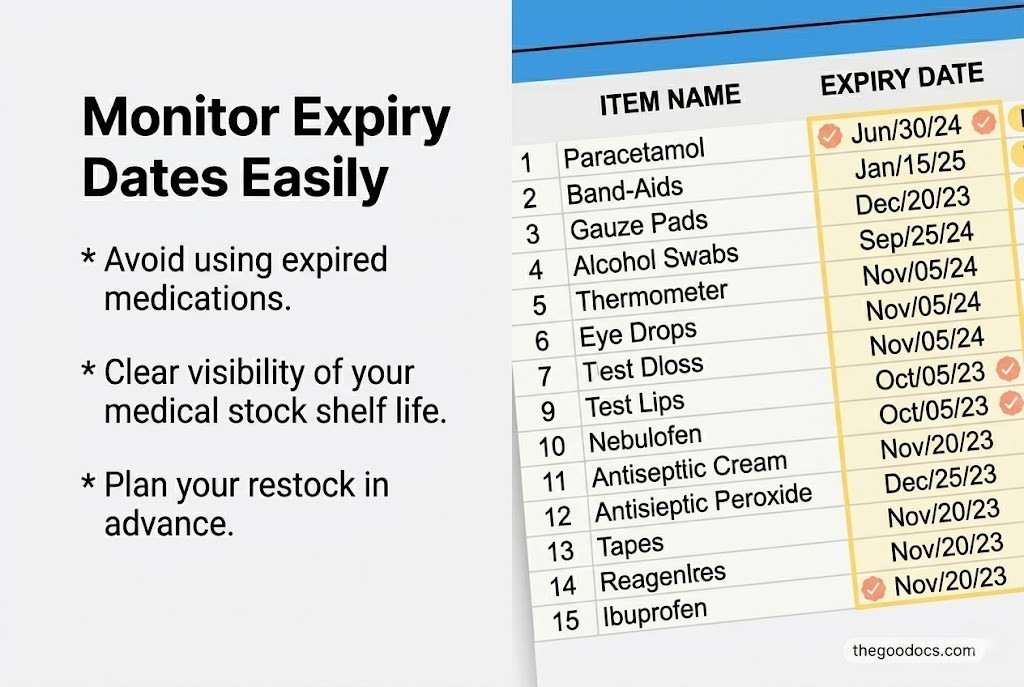 Preview of Medical Inventory Sheet for Google Sheets and Microsoft Excel - View 3