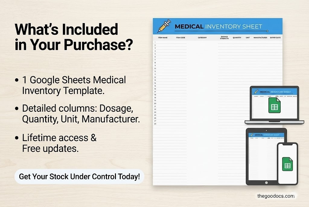 Preview of Medical Inventory Sheet for Google Sheets and Microsoft Excel - View 5