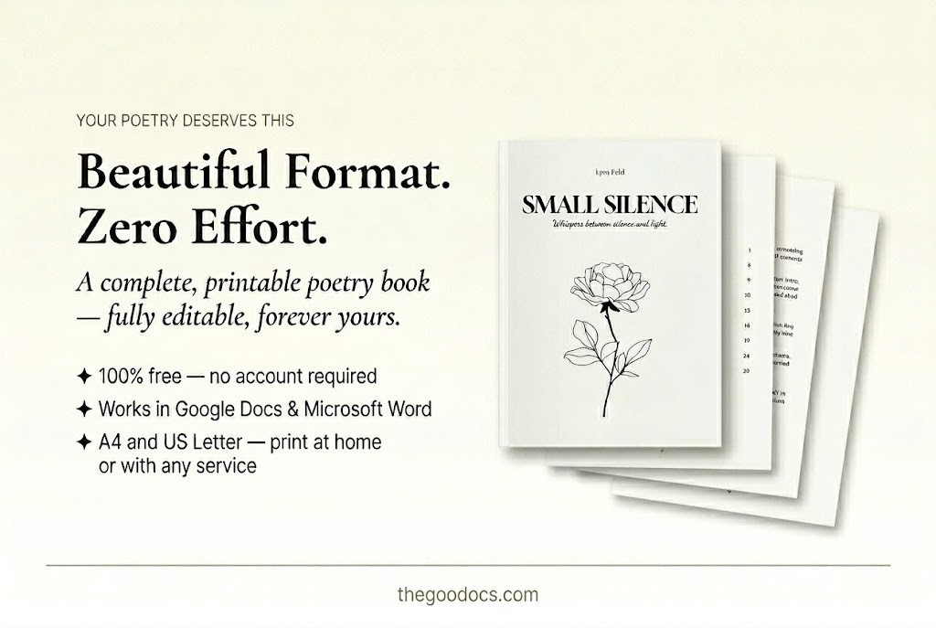 Preview of Minimalist Poetry Book Template for Google Docs and Microsoft Word - View 4