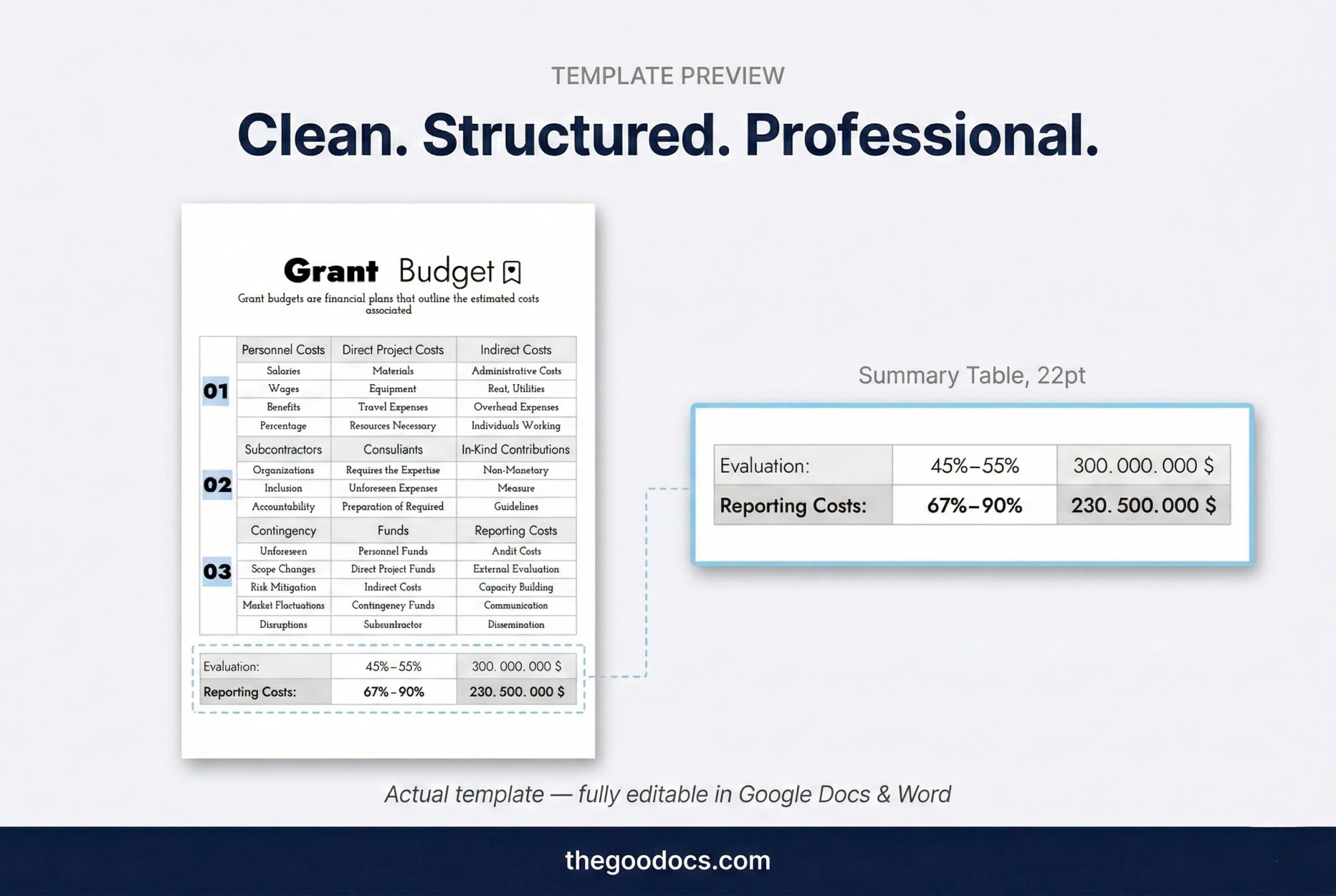 Preview of Modern Grant Budget for Google Docs and Microsoft Word - View 3