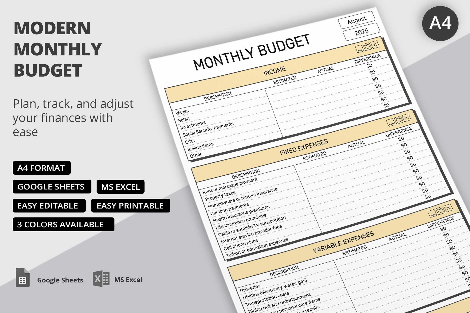 Modern Pink Monthly Budget - Free Google Docs Template - 10066396 - Slide 1