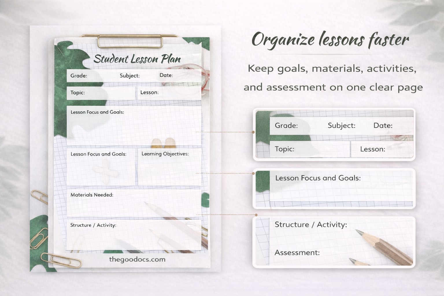 Preview of Modest Student Lesson Plan for Google Docs and Microsoft Word - View 2