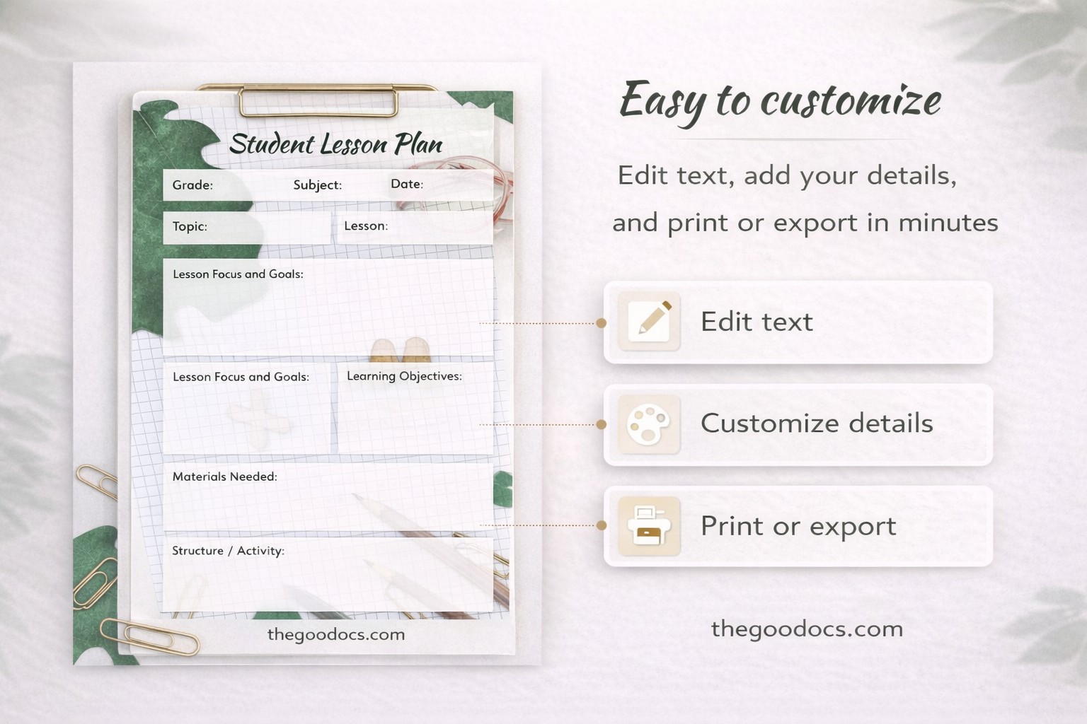 Preview of Modest Student Lesson Plan for Google Docs and Microsoft Word - View 4
