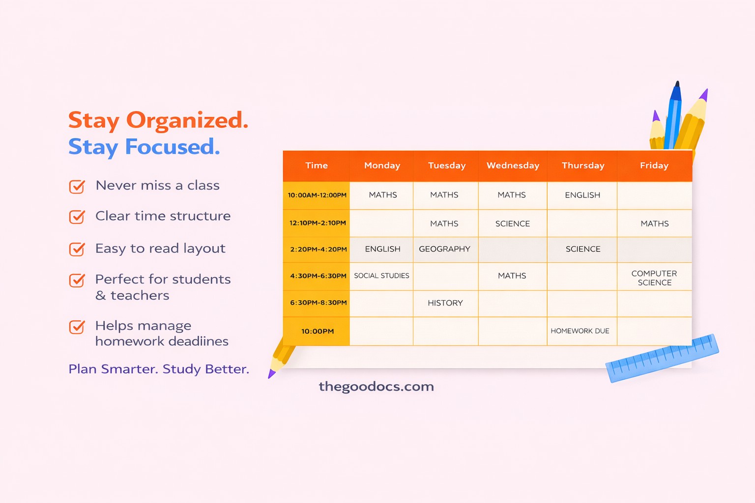 My Class Schedule Science - Free Google Docs Template - 10063343 - Slide 3