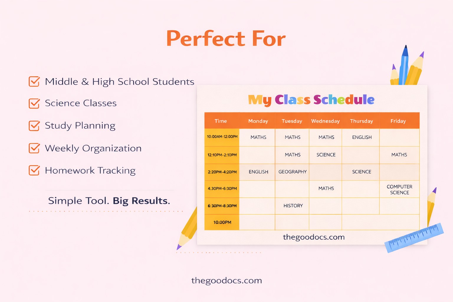 My Class Schedule Science - Free Google Docs Template - 10063343 - Slide 5