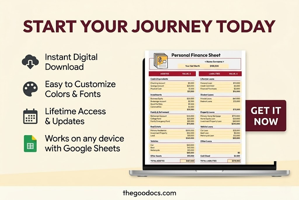 Preview of Personal Finance Sheet for Google Sheets and Microsoft Excel - View 5