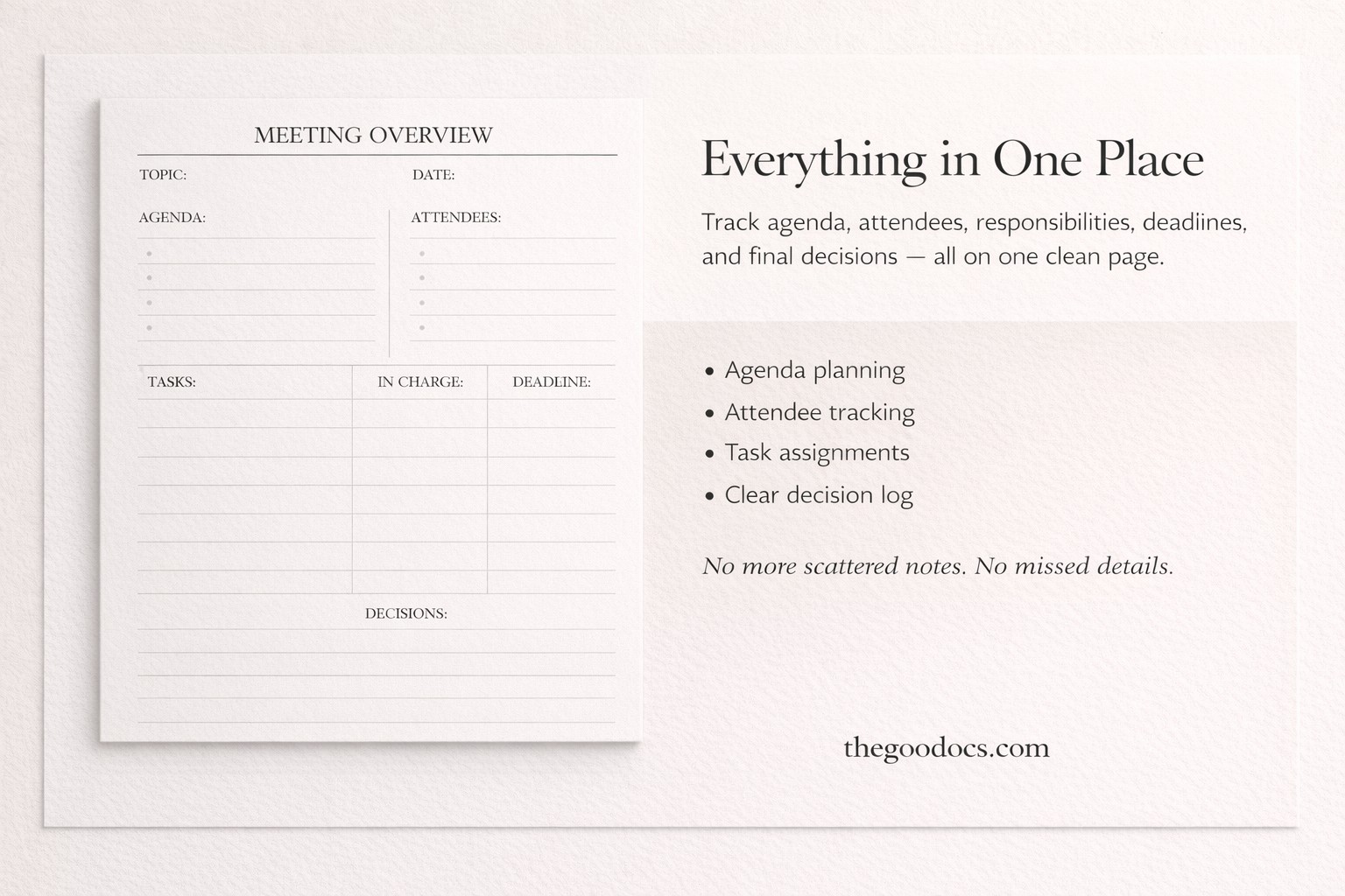 Printable Classic Meeting Notes - Free Google Docs Template - 10069926 - Slide 4