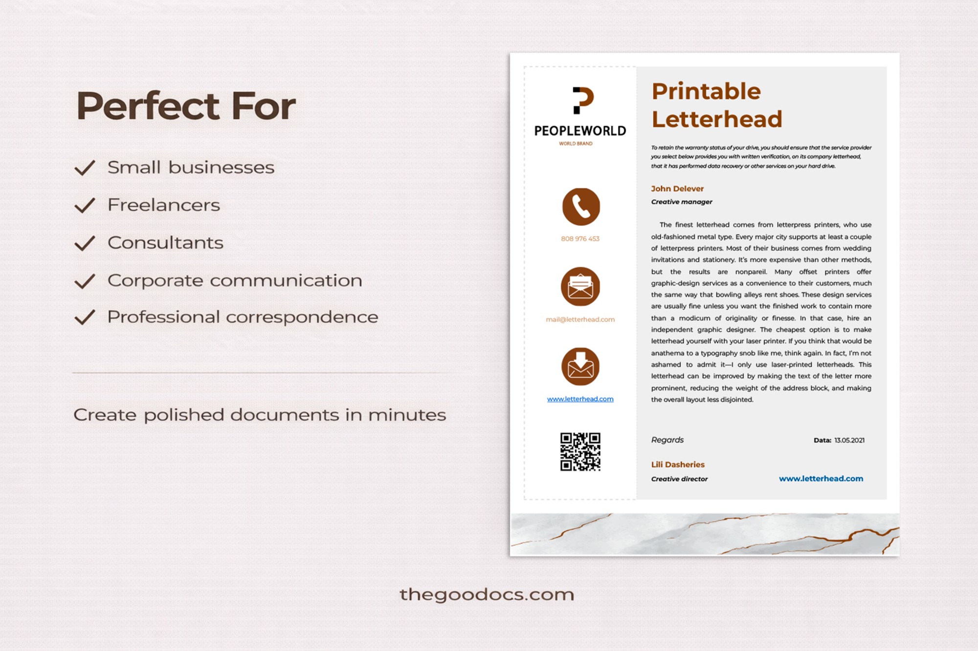Preview of Printable Letterhead for Google Docs and Microsoft Word - View 5
