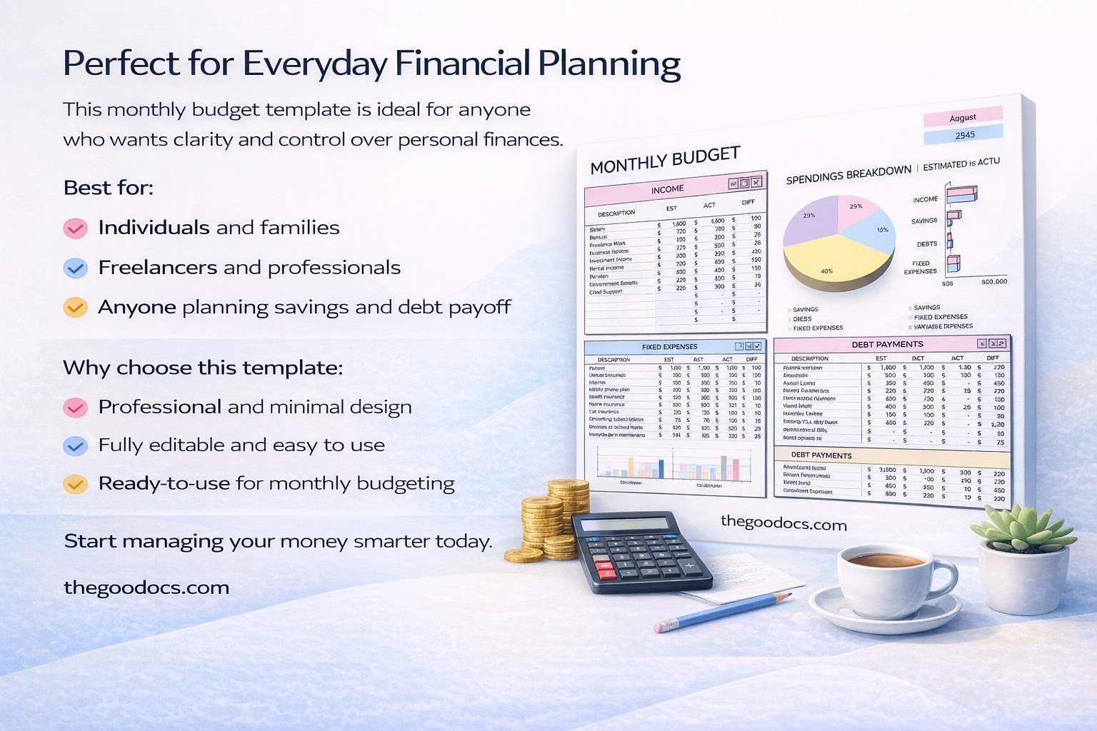 Professioneller persönlicher monatlicher Budgetplan - Kostenlos Google Docs Vorlage - 10069639 - Gleiten 5