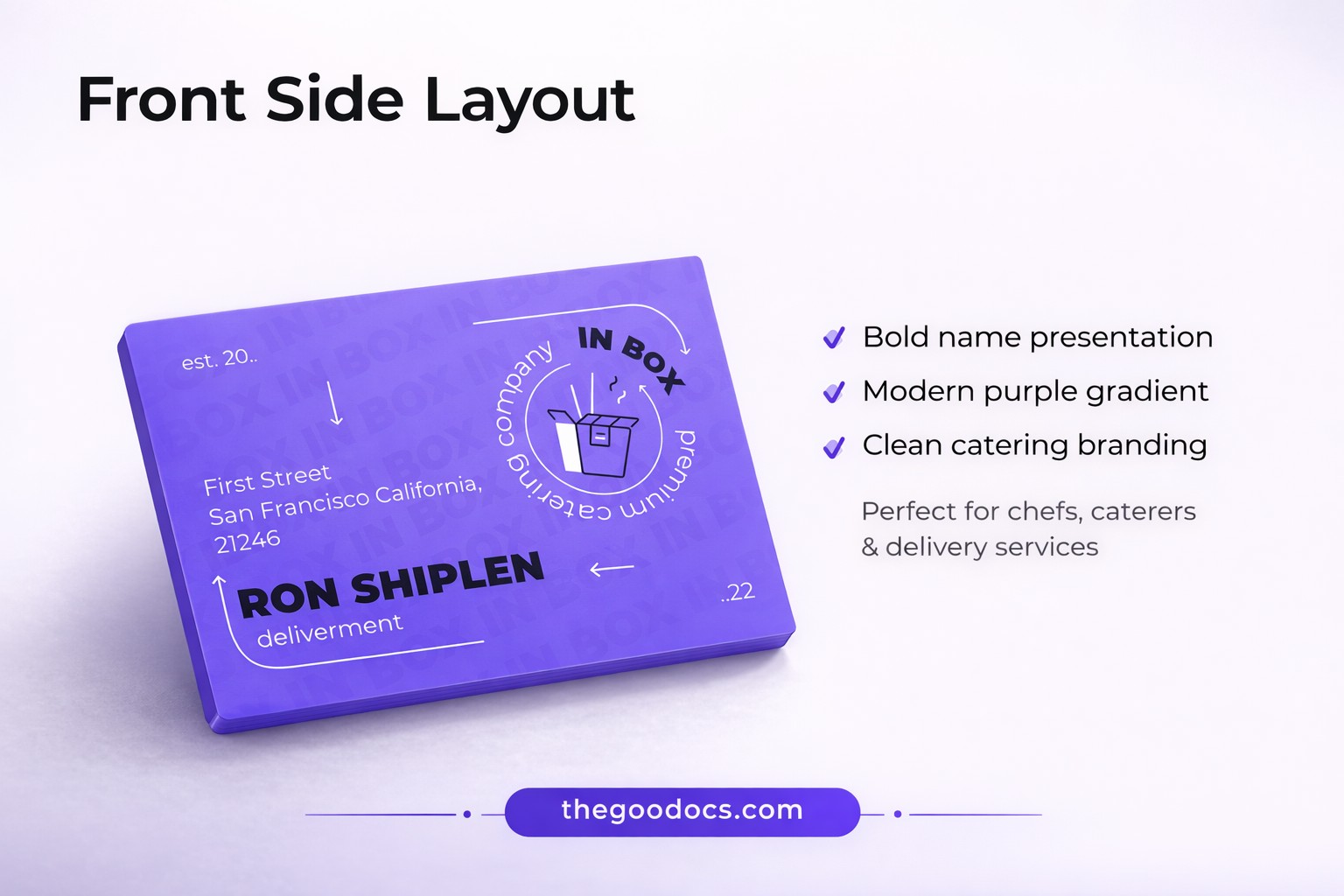 Pré-visualização de Cartão de visita Purple Catering para Google Docs and Microsoft Word - Ver 2