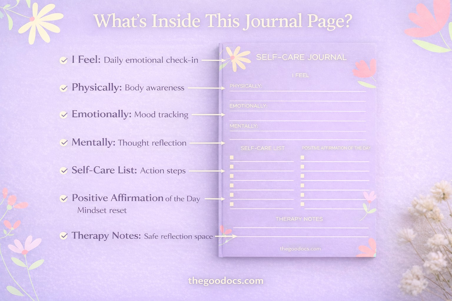 Vista previa de Diario de autocuidado púrpura para Google Docs and Microsoft Word - Ver 2