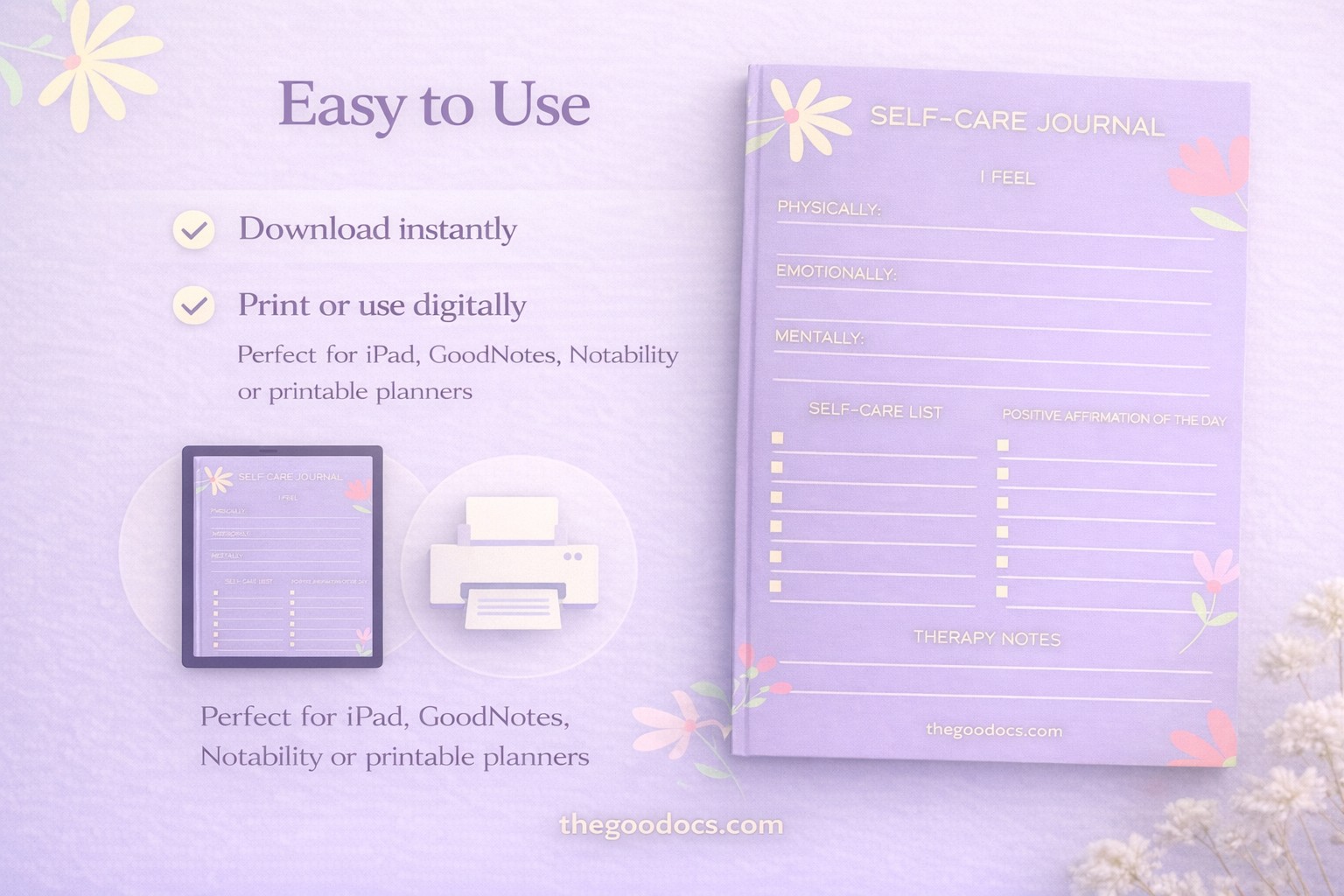 Vista previa de Diario de autocuidado púrpura para Google Docs and Microsoft Word - Ver 4
