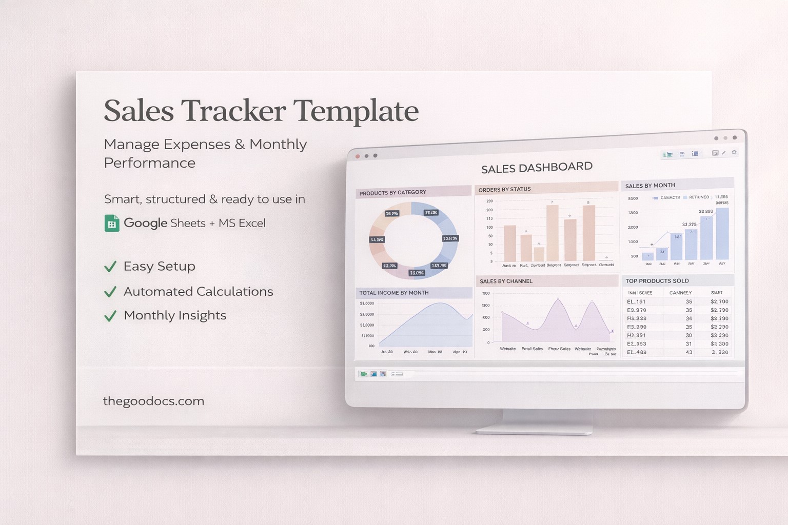Sales Tracker Template – Manage Expenses & Monthly Performance - Free Google Docs Template - 10072284 - Slide 1